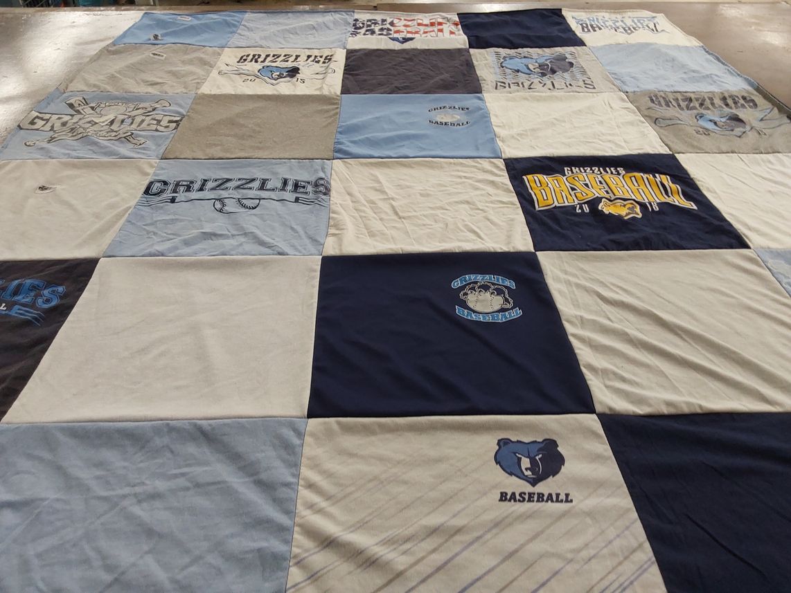 T-shirt quilt featuring grizzlies baseball by Ryan from WA