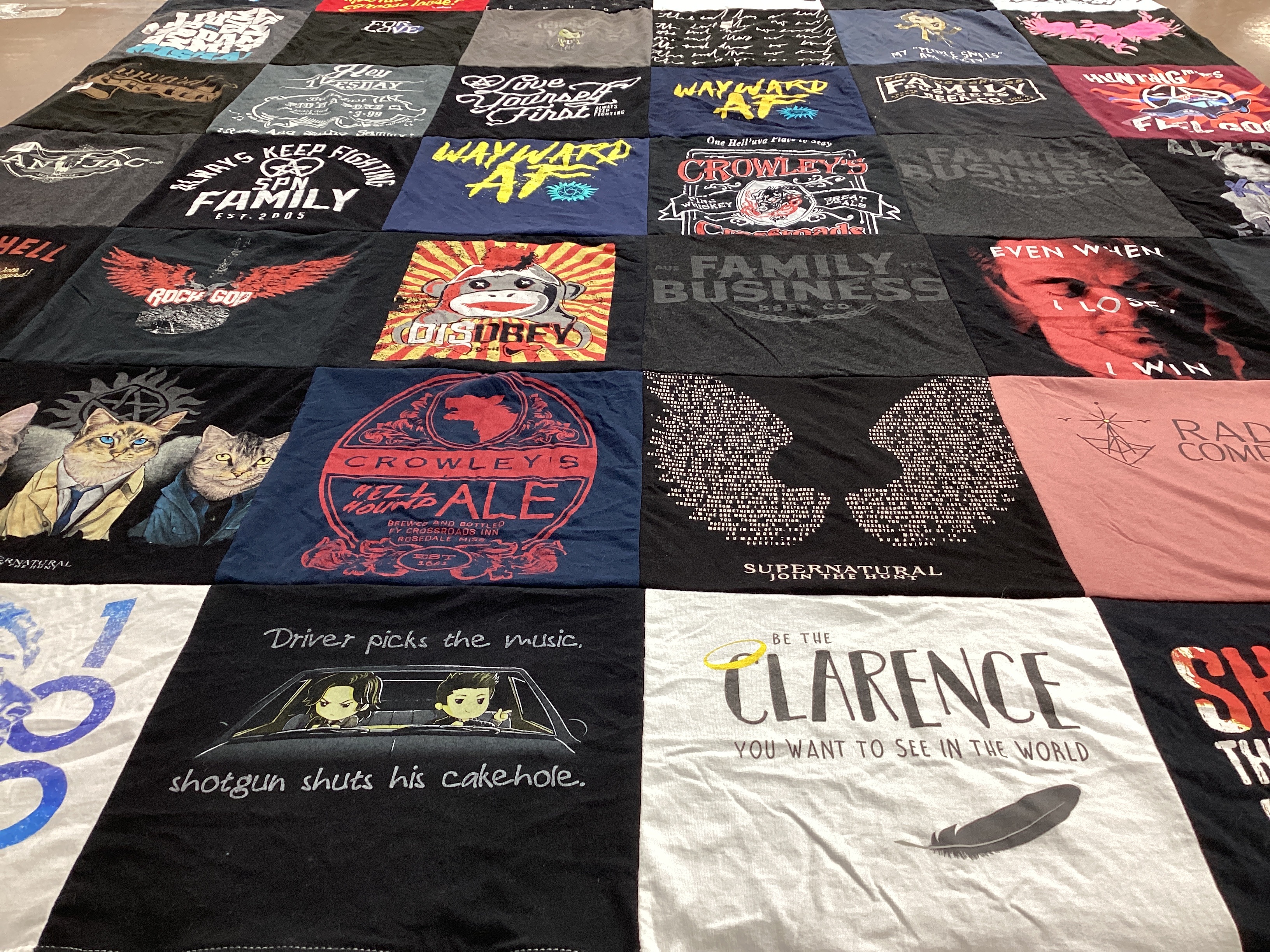 T-shirt quilt with supernatural, television themes by Jamie from MO