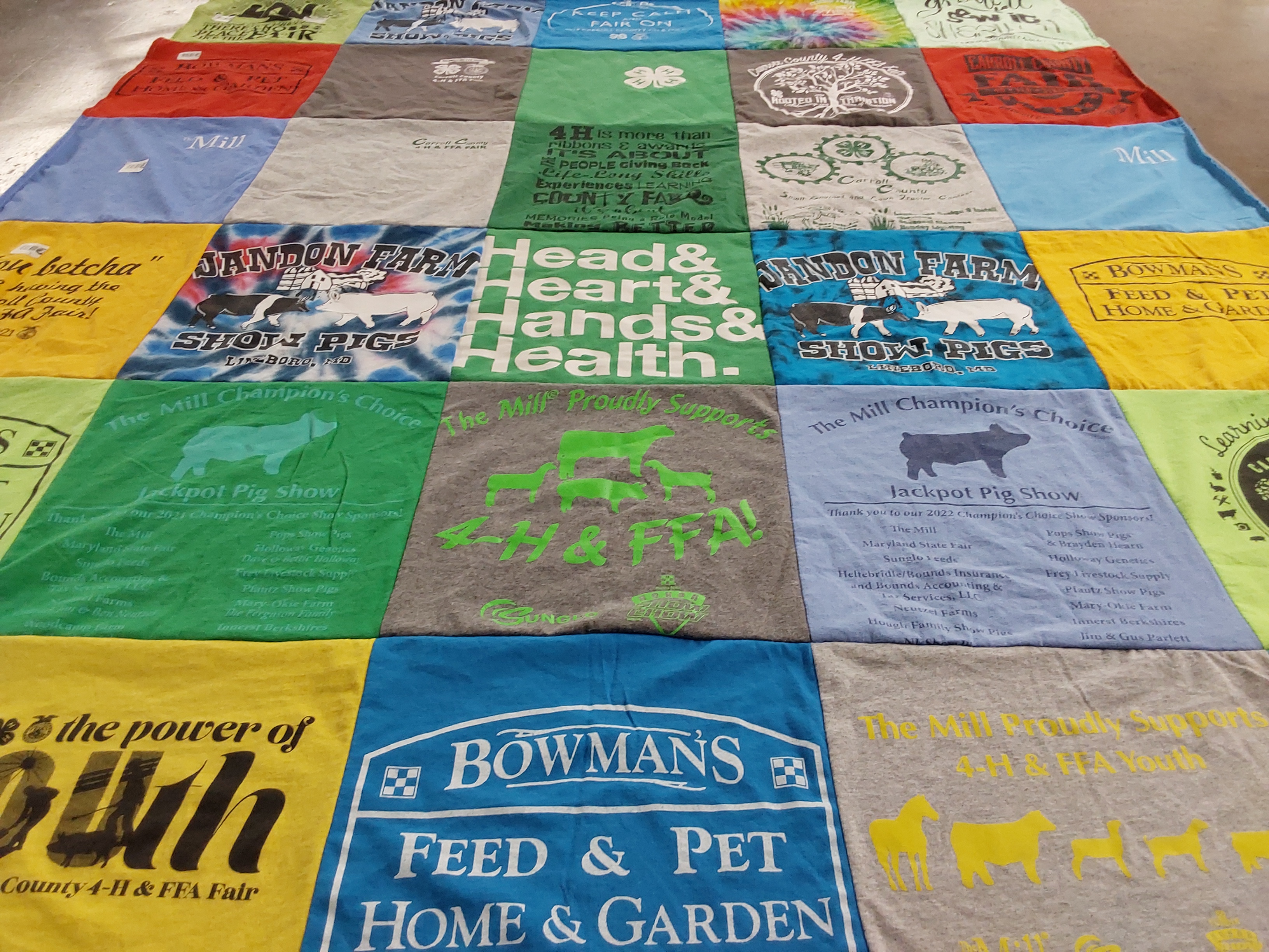 T-shirt quilt with agriculture, farming themes by Melissa from MD