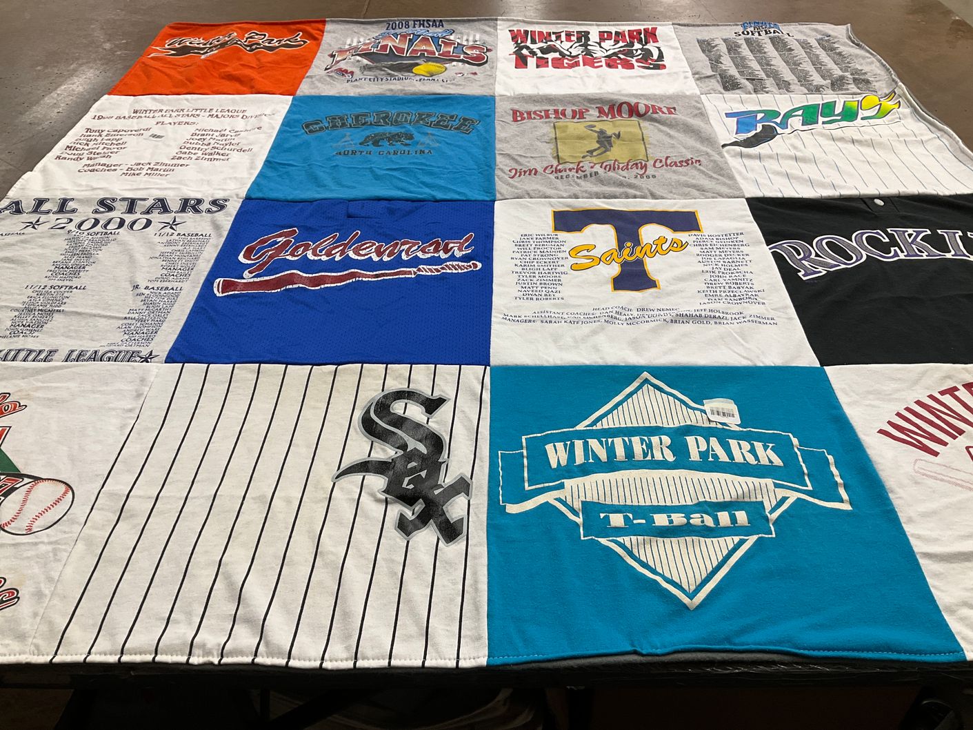 T-shirt quilt featuring winter park tigers by Jessica from FL