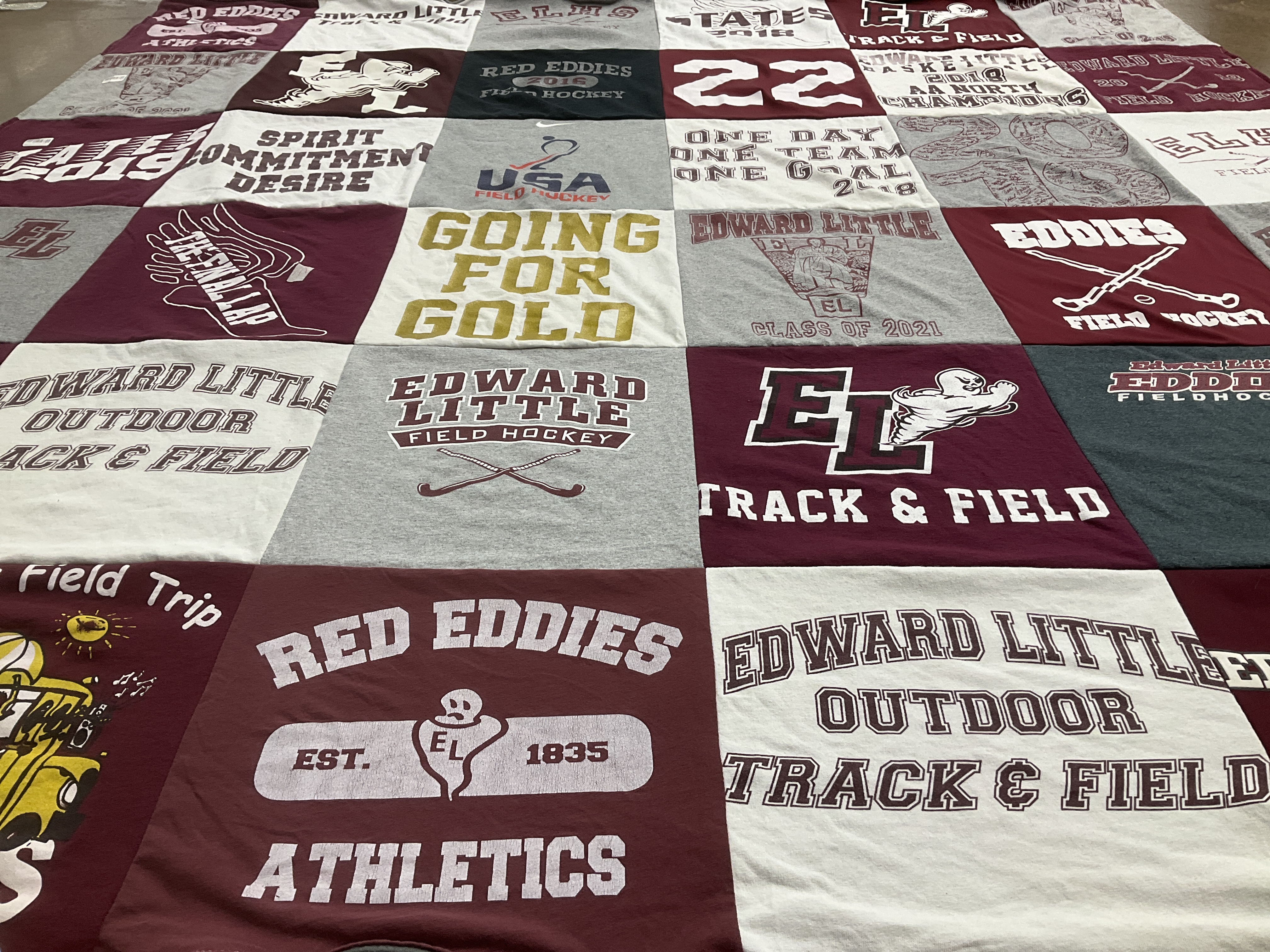 T-shirt quilt featuring edward little field hockey, edward little track and field by Jaylyn from ME