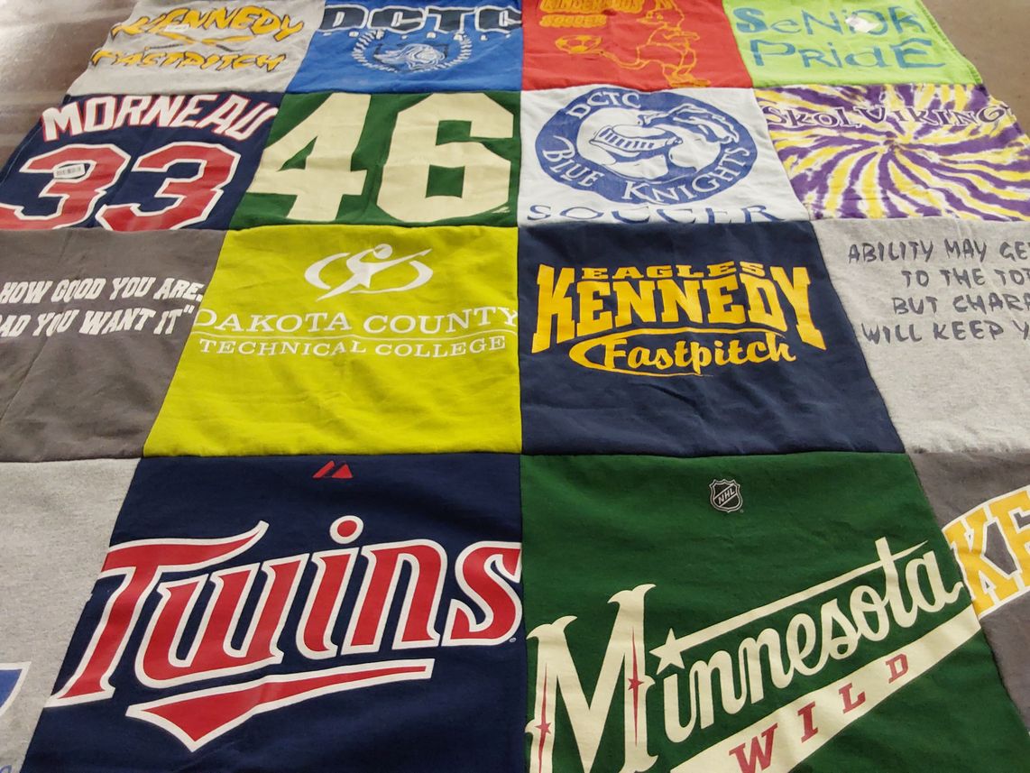 T-shirt quilt featuring minnesota twins, minnesota wild by Mary from MN