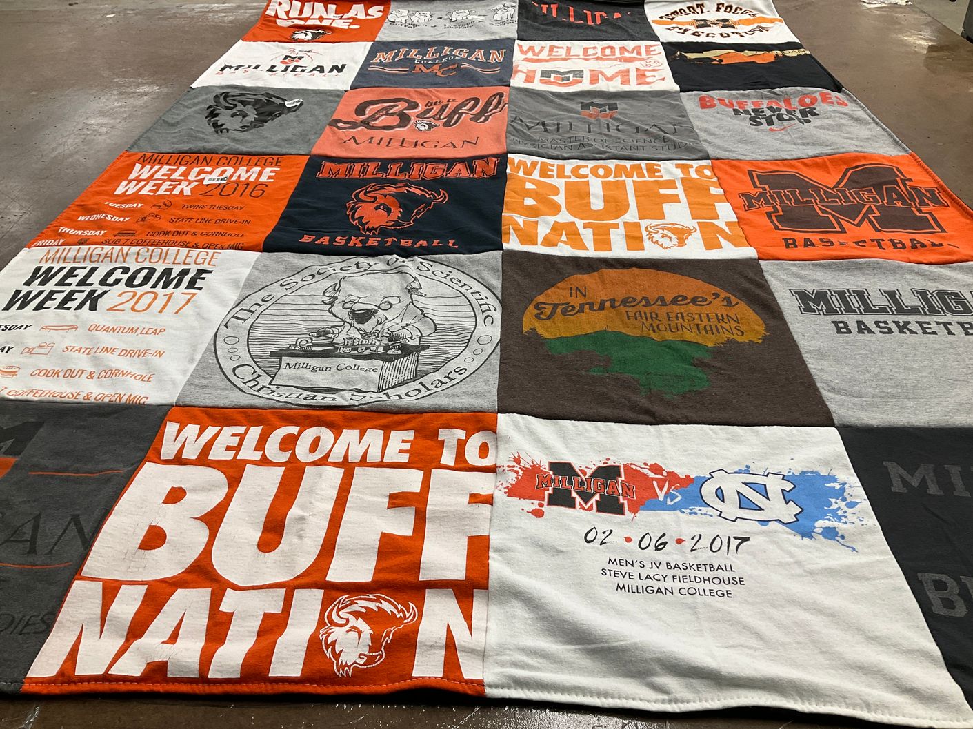 T-shirt quilt featuring milligan college basketball by Tucker from TN