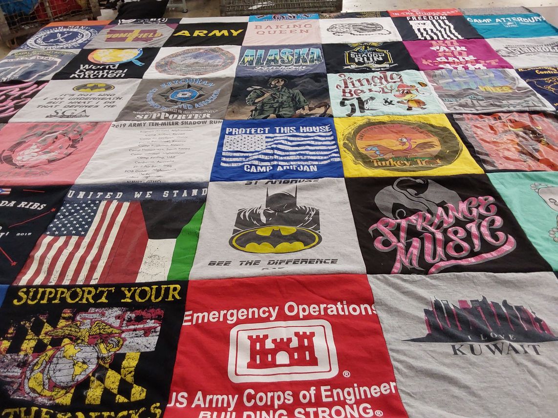 T-shirt quilt with military, national pride themes by Jennifer from TX