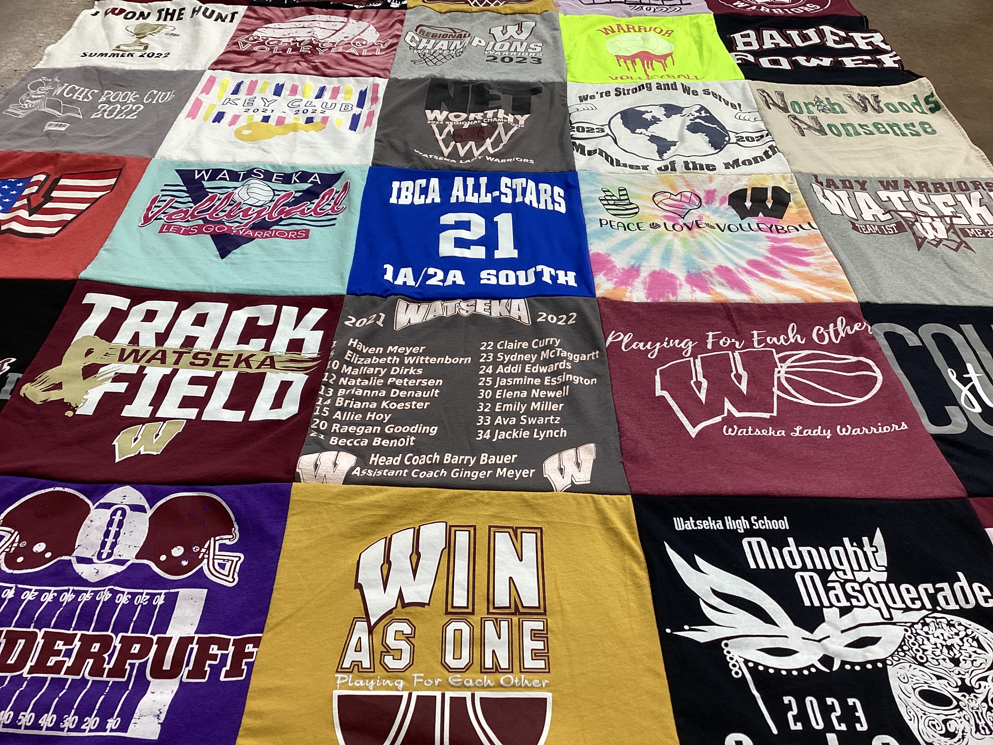 T-shirt quilt featuring watseka lady warriors by Ginger from IL