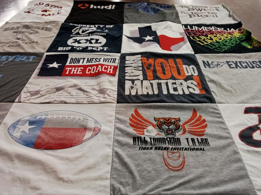 T-shirt quilt featuring tiger relay team by Ryan from TX