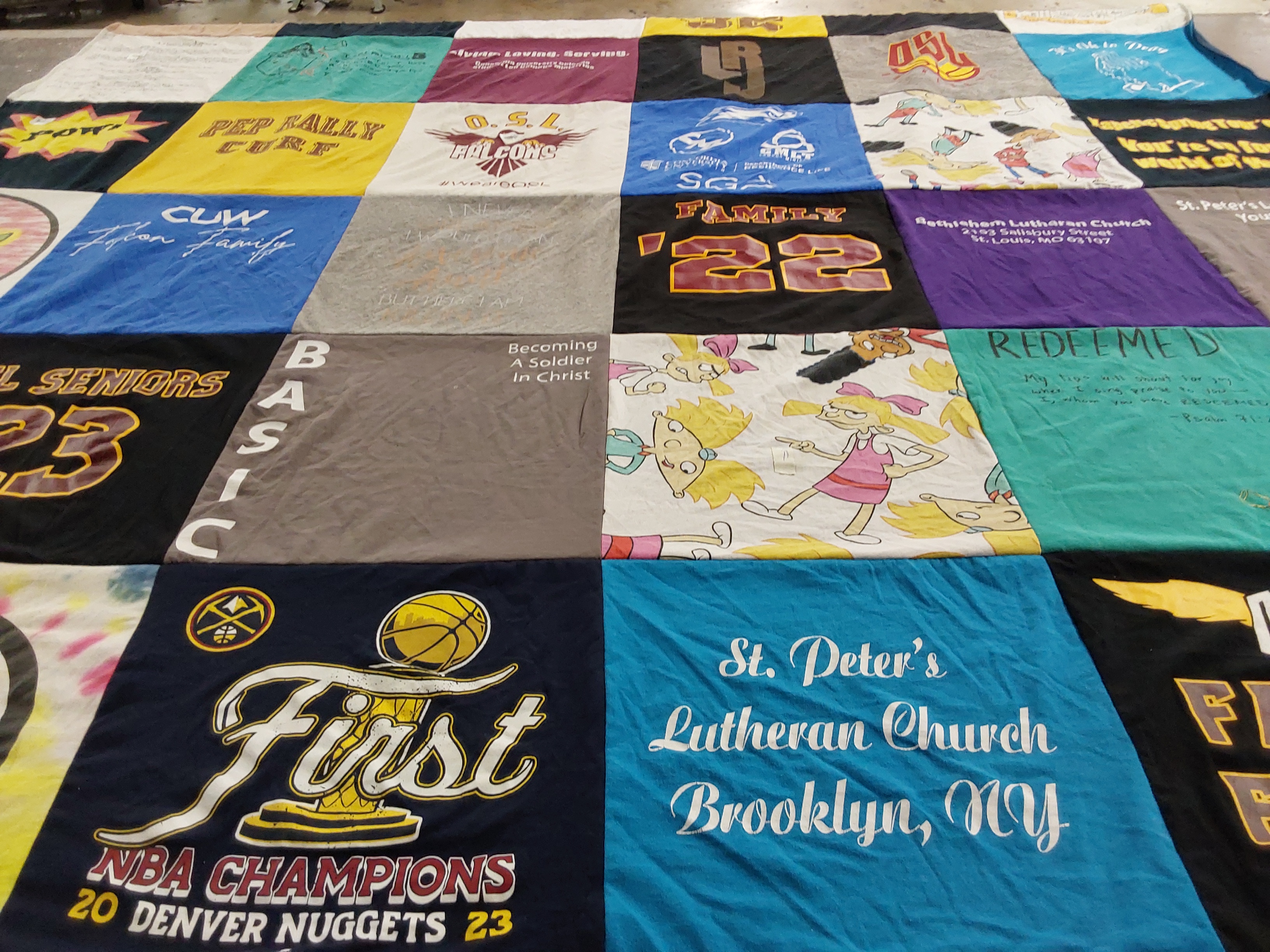 T-shirt quilt featuring denver nuggets basketball, osl falcons by Janine from NY