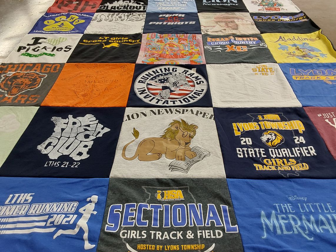 T-shirt quilt featuring lyons township high school girls track and field by Nicole from IL