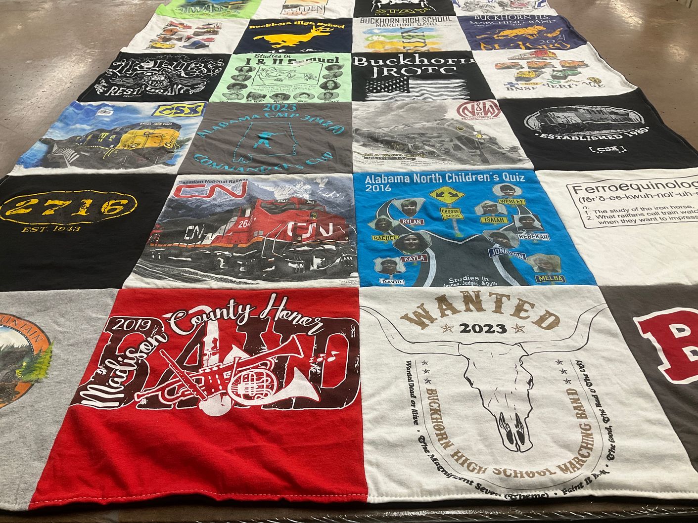 T-shirt quilt featuring buckhorn high school marching band by Tiffinie from AL