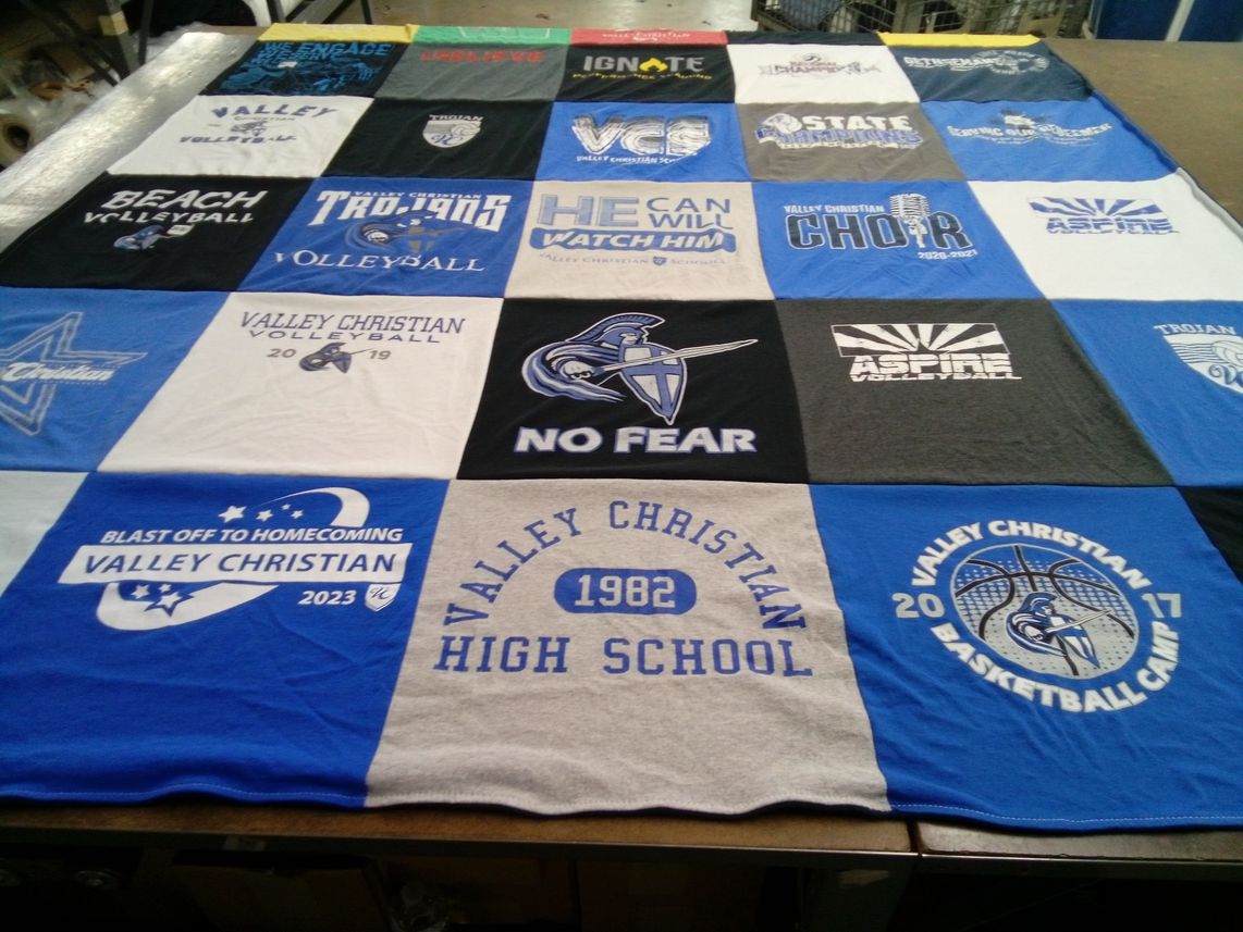 T-shirt quilt from valley christian high school by Cristy from AZ