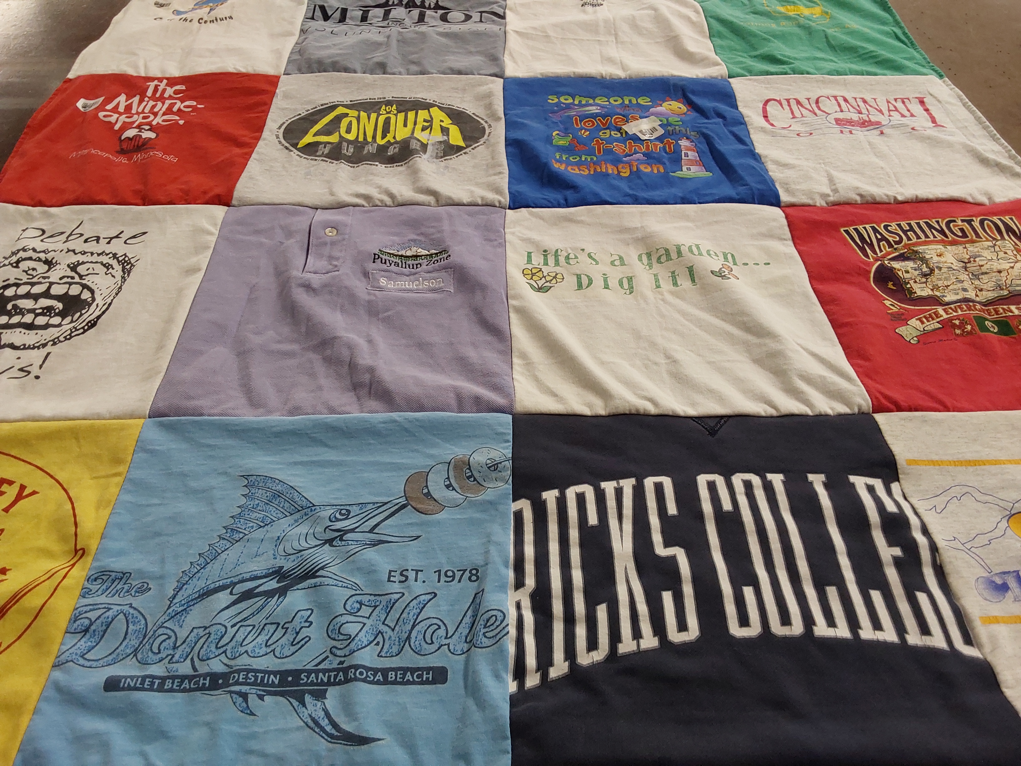 T-shirt quilt from rick's college by Jill from NC