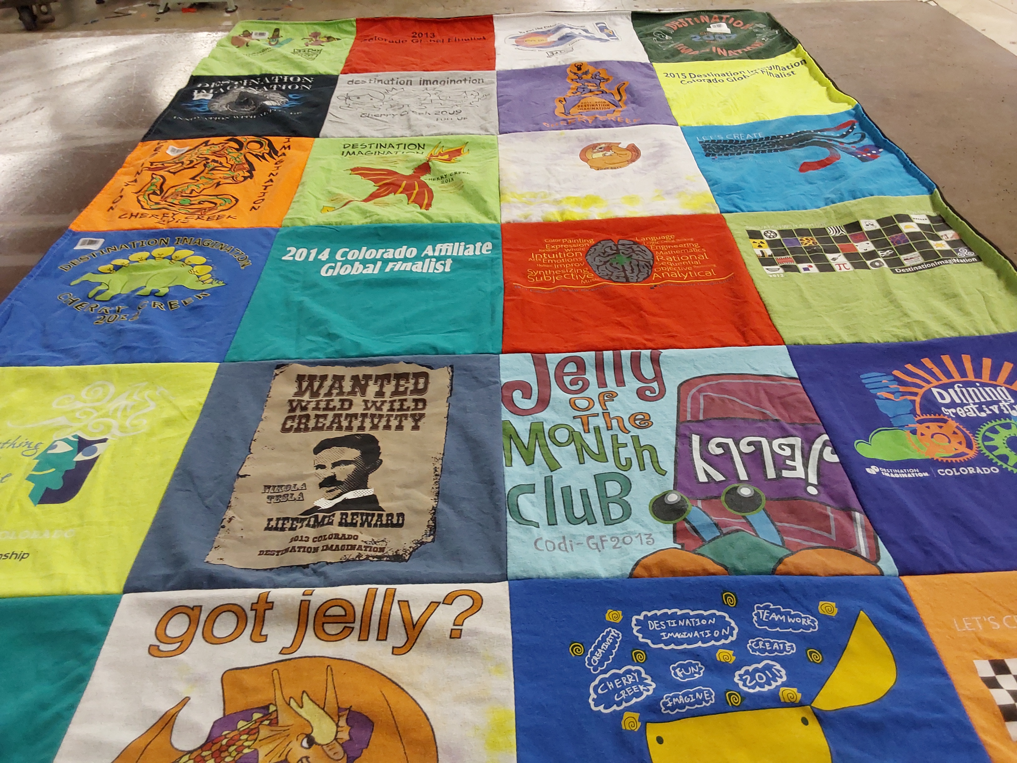 T-shirt quilt with creativity, innovation themes by Ann from CO