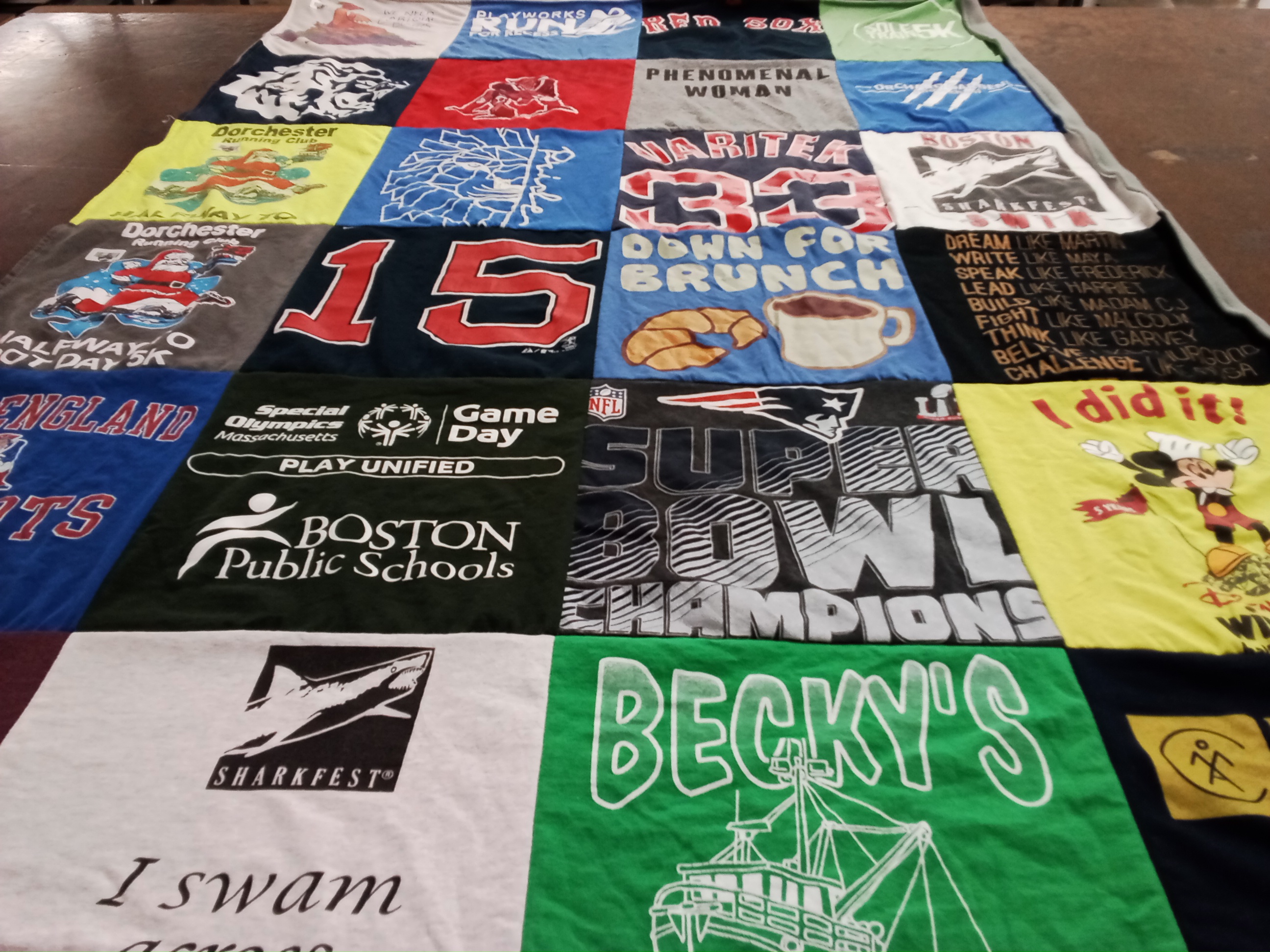 T-shirt quilt featuring new england patriots by Rebecca from MA