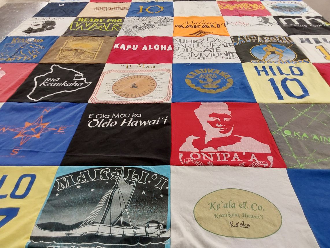 T-shirt quilt with hawaiian culture, community service themes by Kaaka from HI