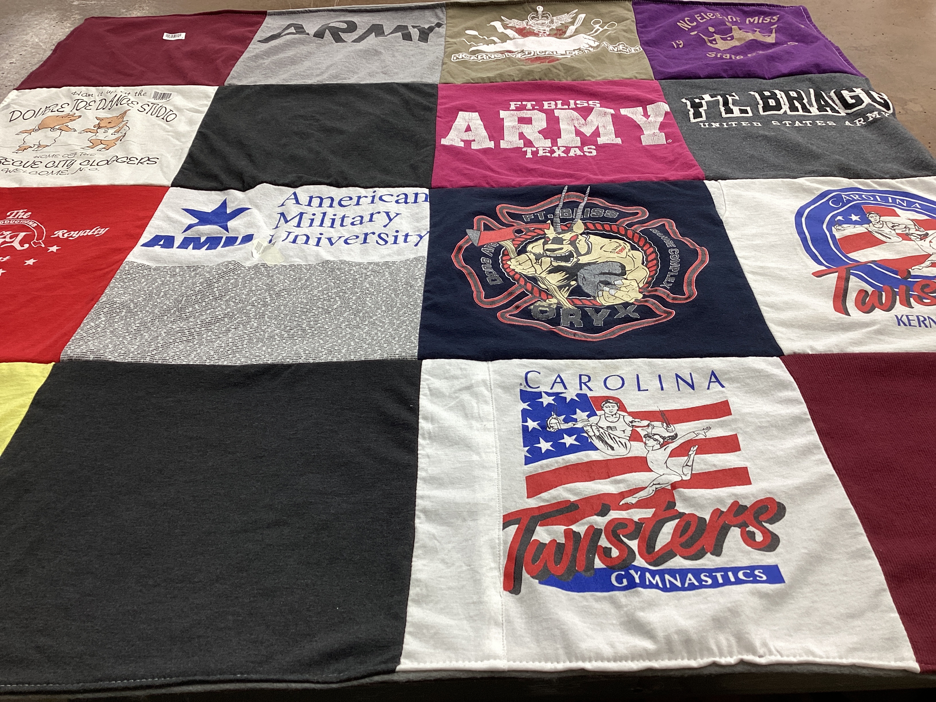 T-shirt quilt featuring carolina twisters gymnastics by K from NC