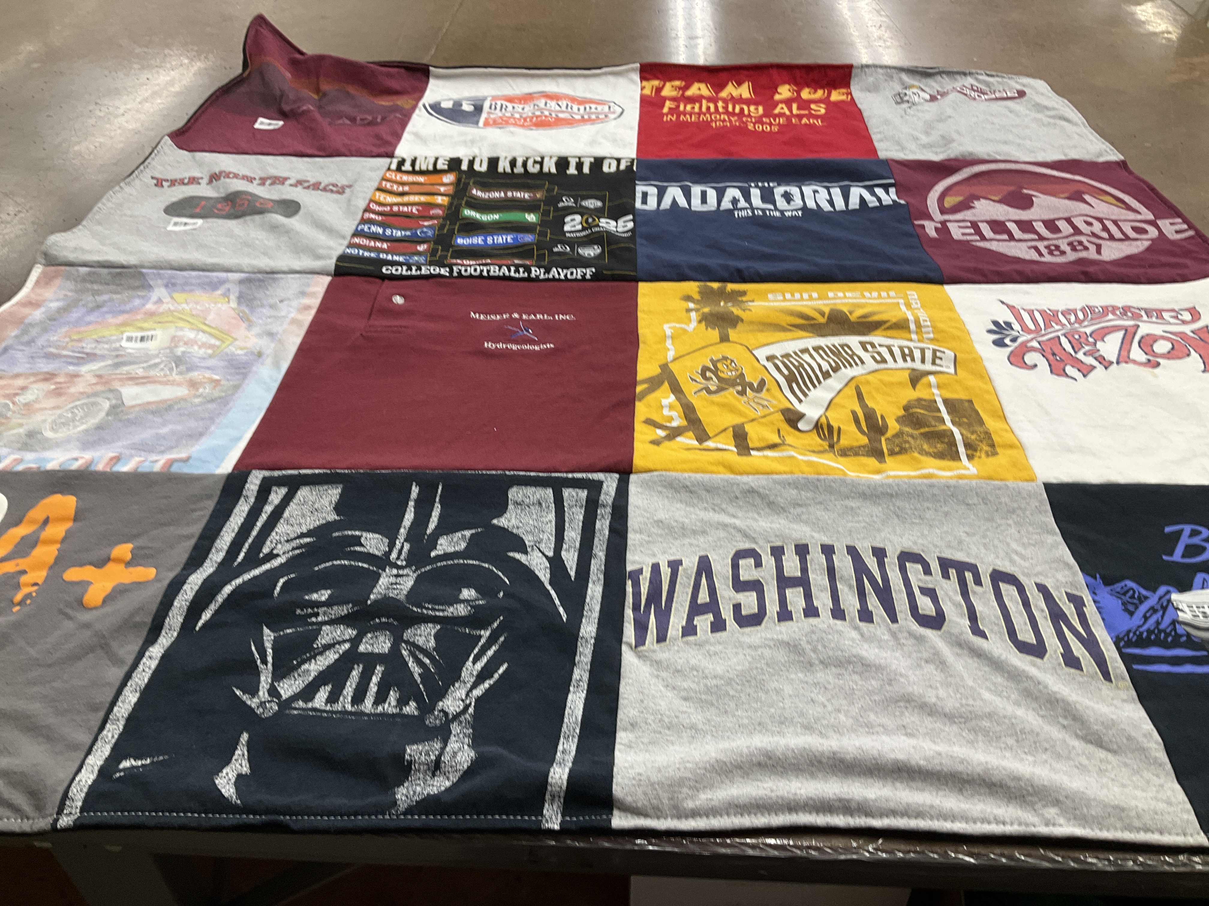T-shirt quilt from arizona state university, colorado state university by Sylvia from AZ