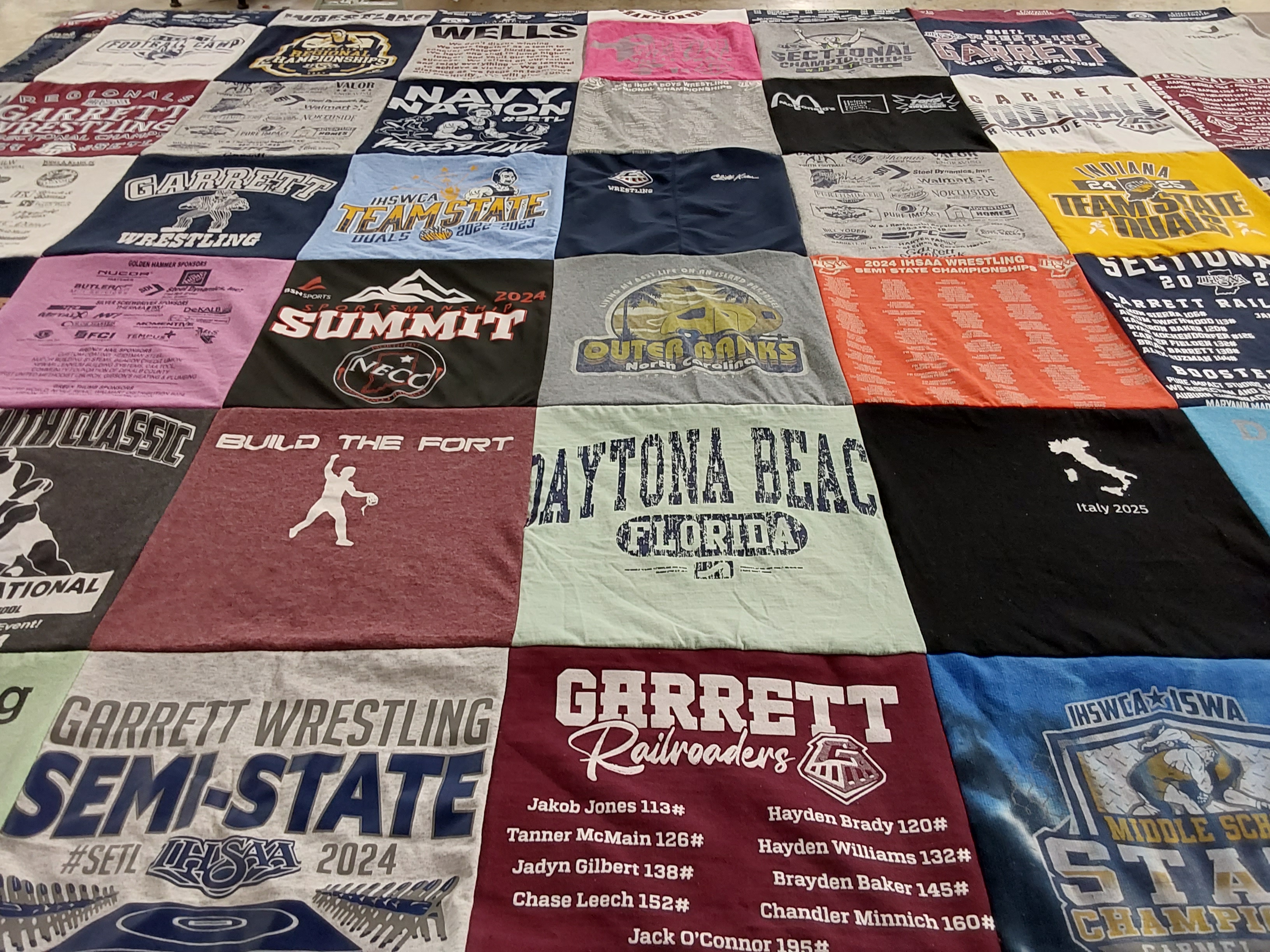 T-shirt quilt featuring garrett wrestling, garrett football by Randi from IN