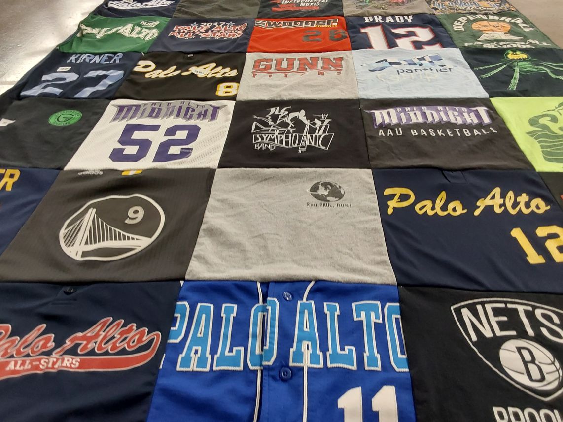 T-shirt quilt featuring golden state warriors, brooklyn nets by Claire from CA