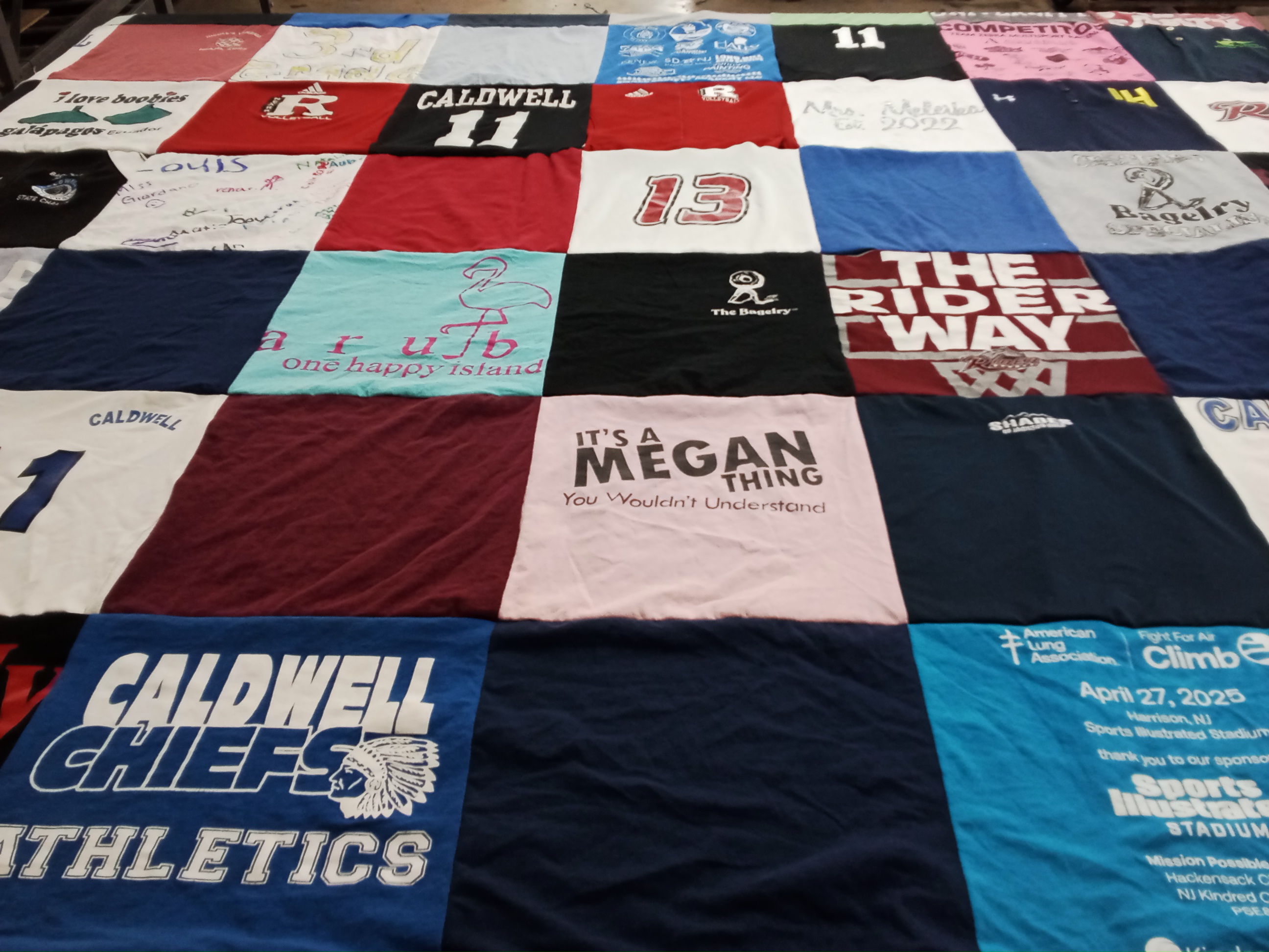 T-shirt quilt featuring caldwell chiefs athletics by Megan from NJ