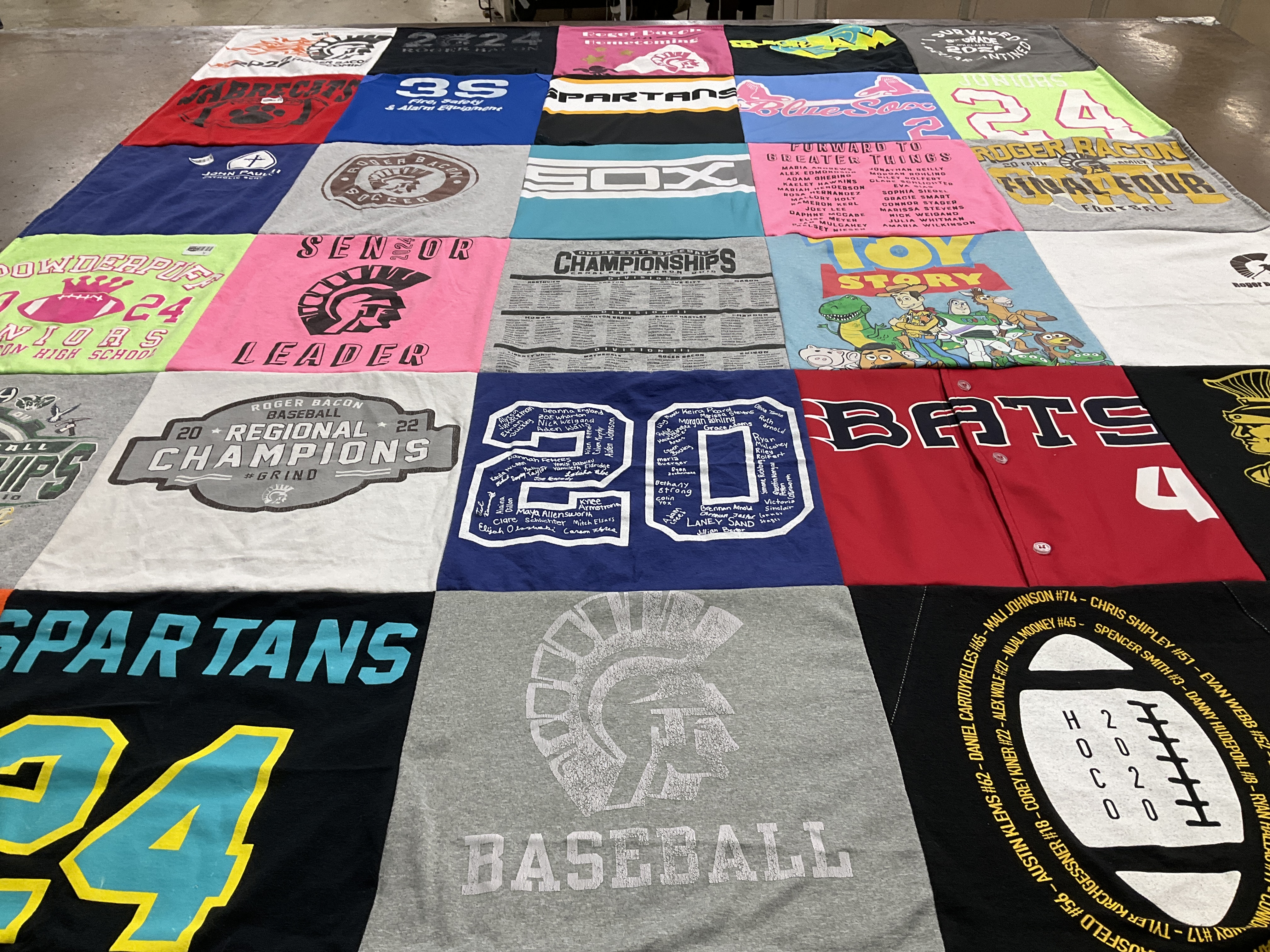 T-shirt quilt featuring roger bacon baseball team by Jennifer from OH