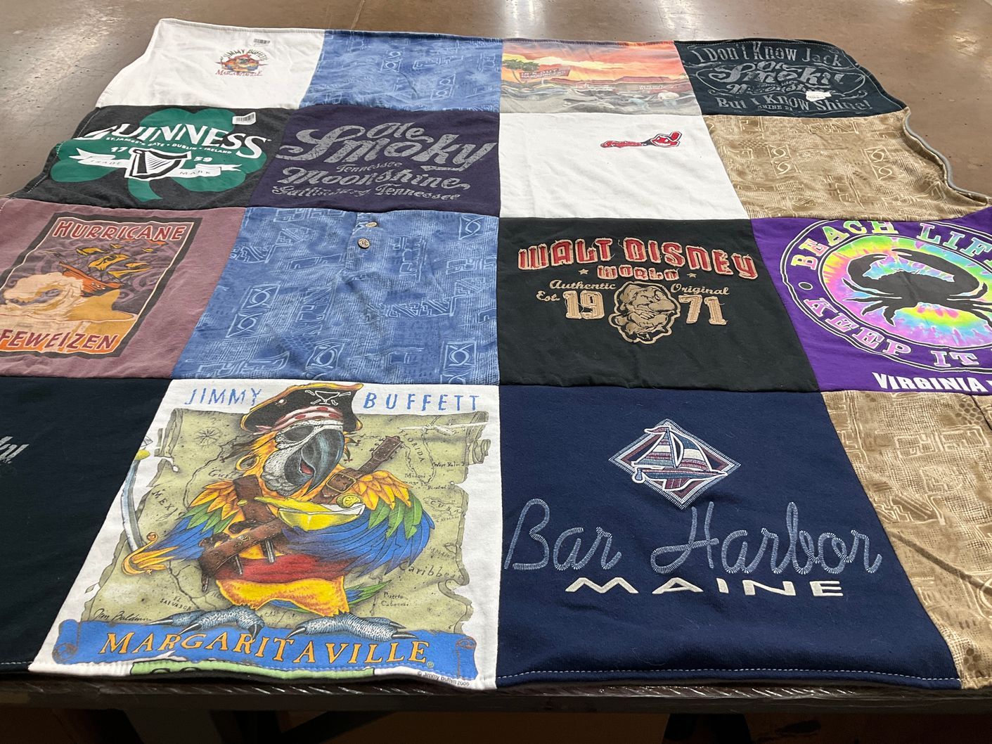 T-shirt quilt with craft beverages, beach culture themes by Kimberly from VA