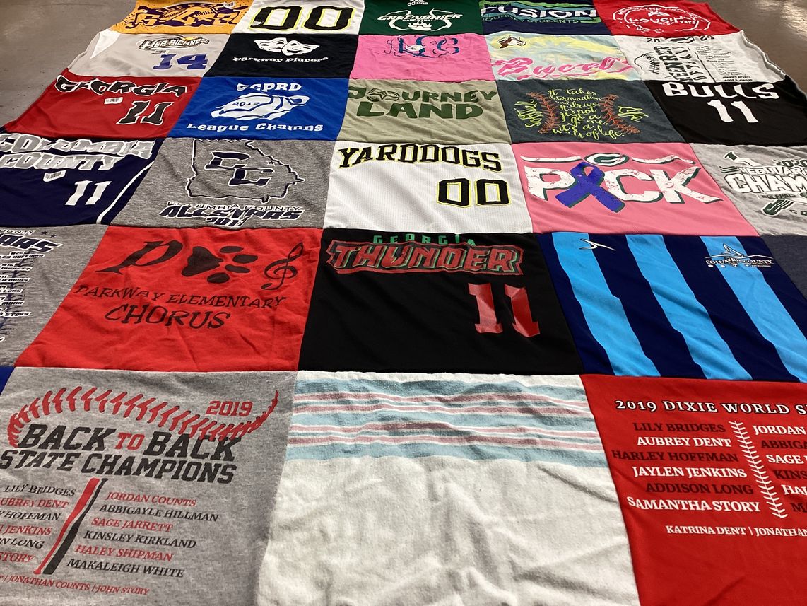 T-shirt quilt featuring georgia thunder, coosa county bulls by April from GA