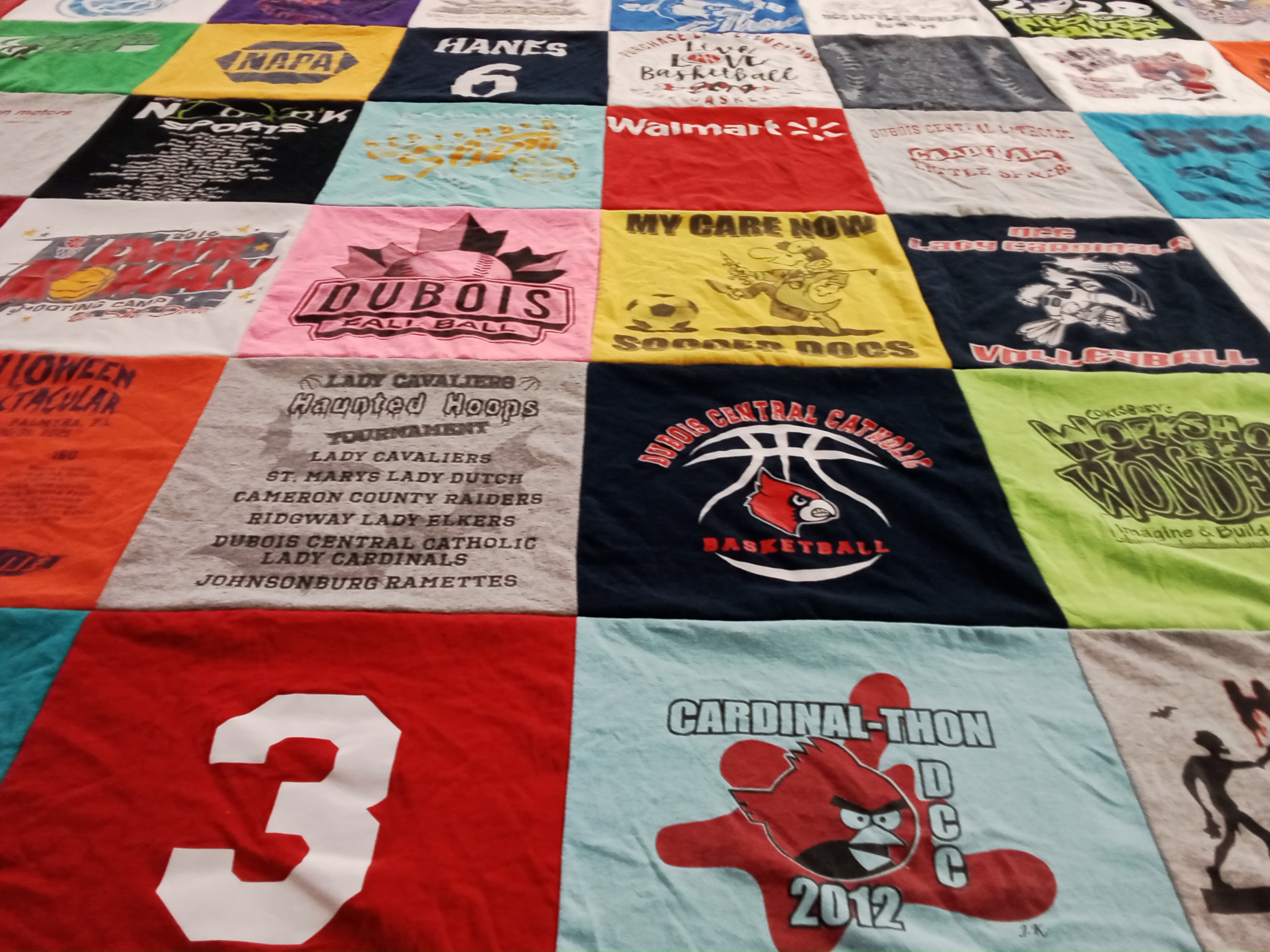 T-shirt quilt featuring lady cavaliers, cameron county raiders by Shelley from PA