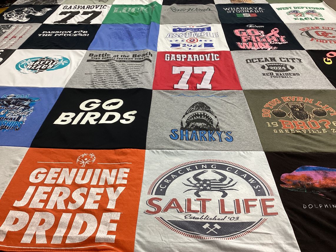 T-shirt quilt featuring red raiders football by Melissa from NJ