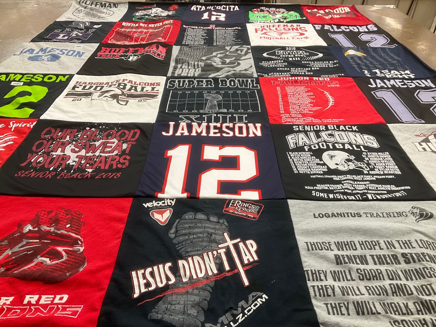 T-shirt quilt featuring hargrave falcons football by Anastasia from TX