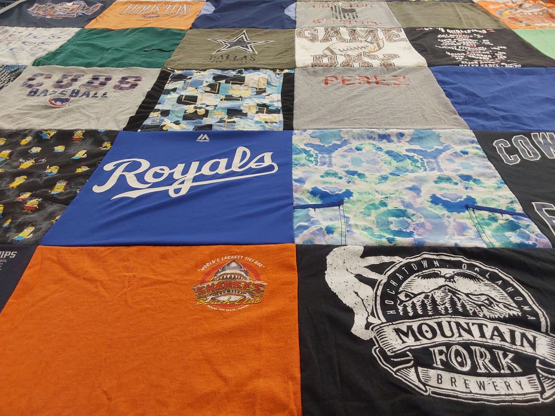 T-shirt quilt featuring kansas city royals, dallas cowboys by Thea from KS