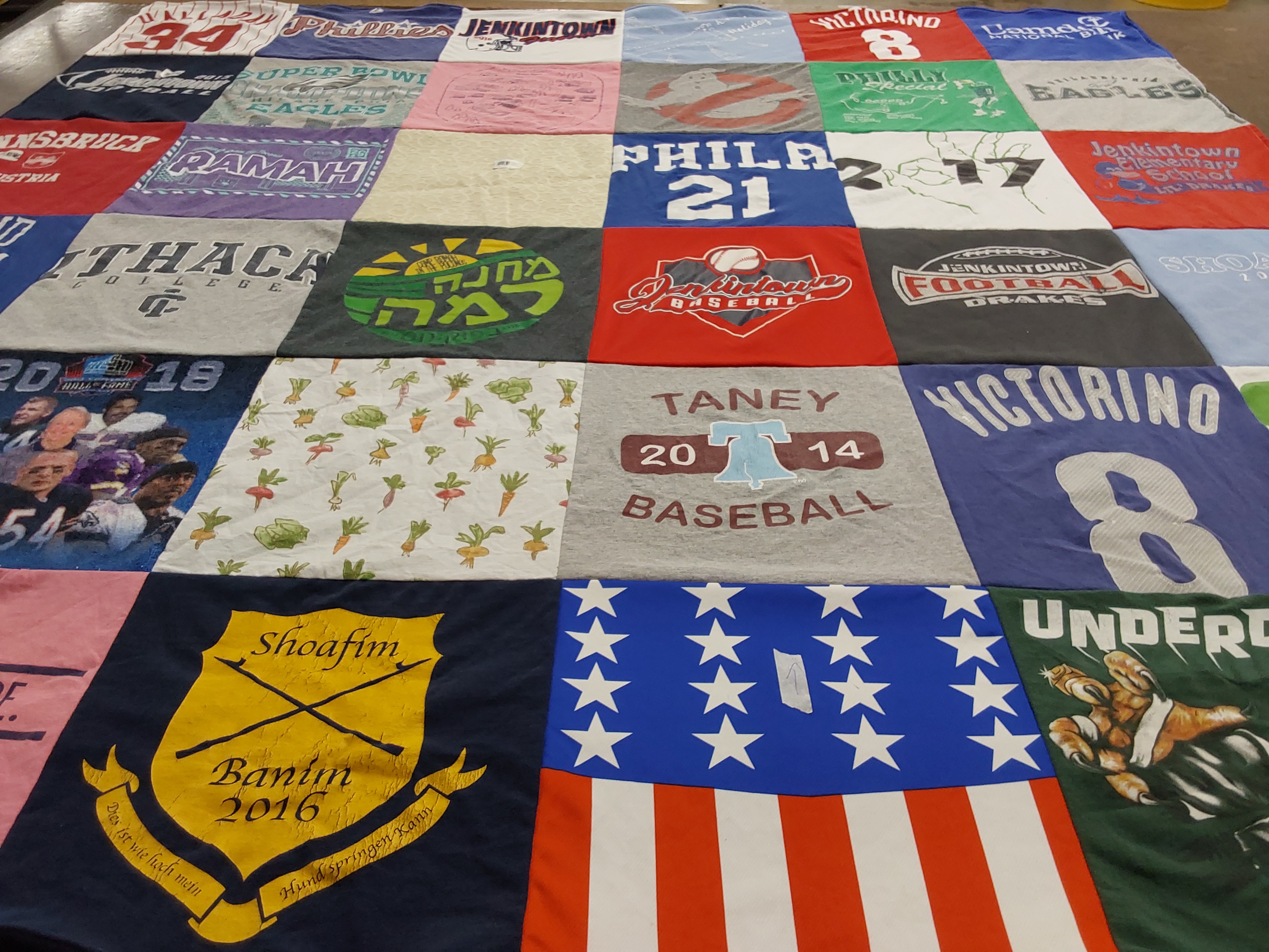 T-shirt quilt featuring philadelphia eagles, philadelphia phillies by Shari from PA