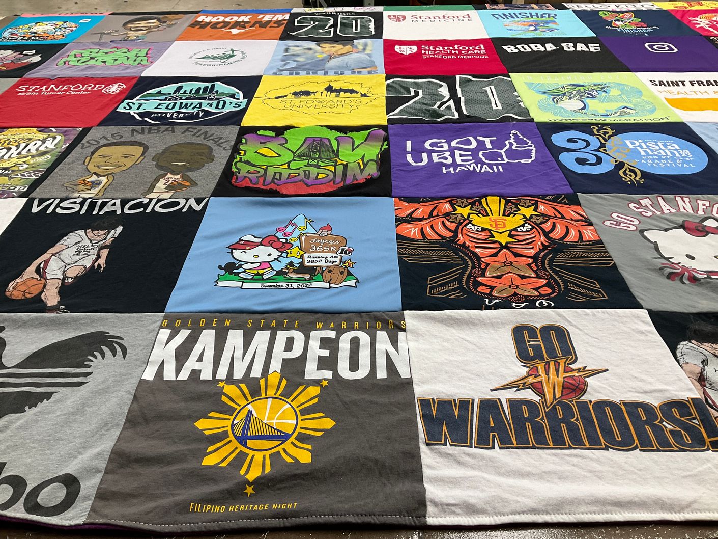 T-shirt quilt featuring golden state warriors by Jennie from CA