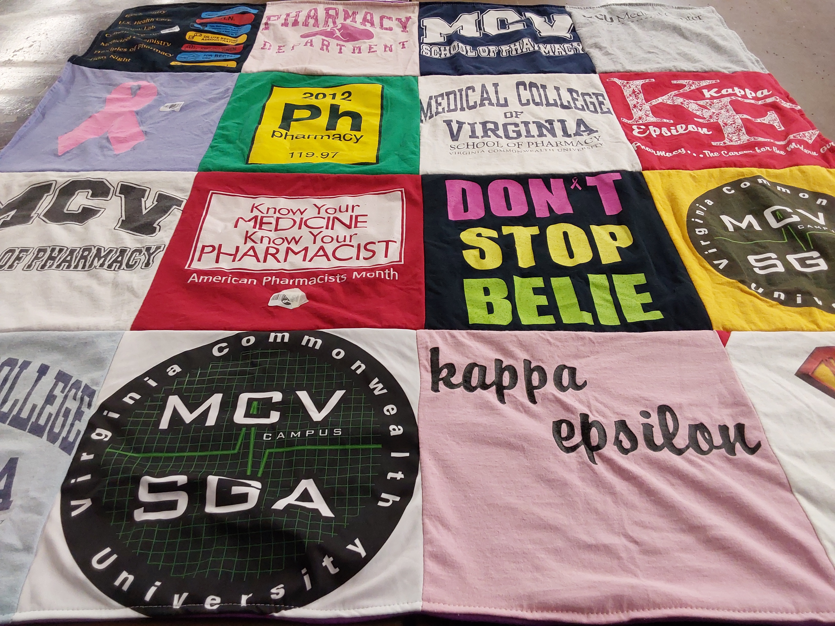 T-shirt quilt from medical college of virginia, virginia commonwealth university by Swati from NC