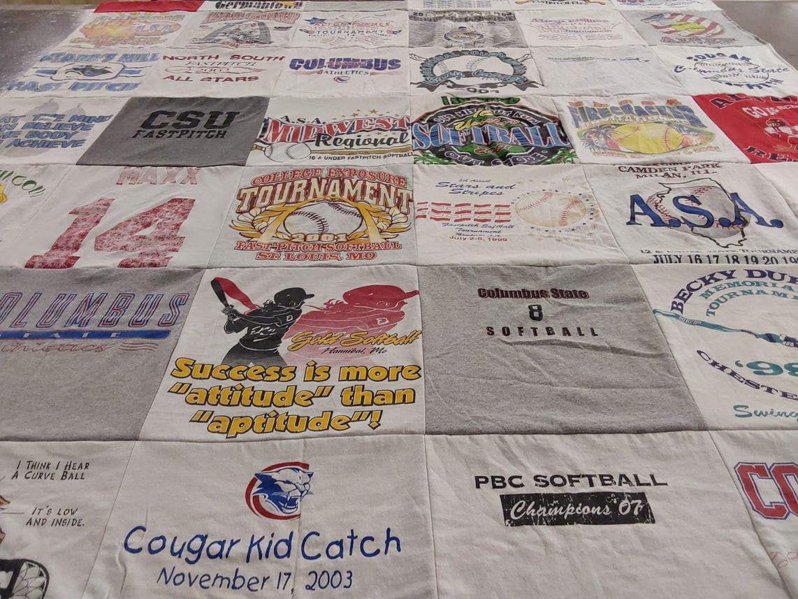 T-shirt quilt featuring columbus state university softball by Danielle from NC