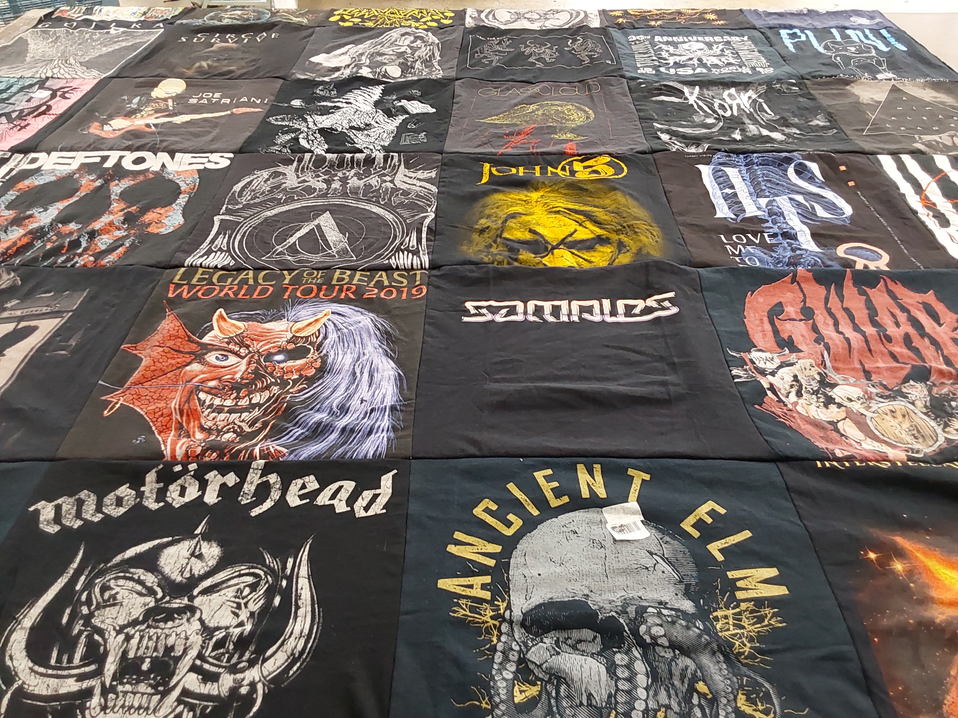 T-shirt quilt with music, rock themes by Rick from ID