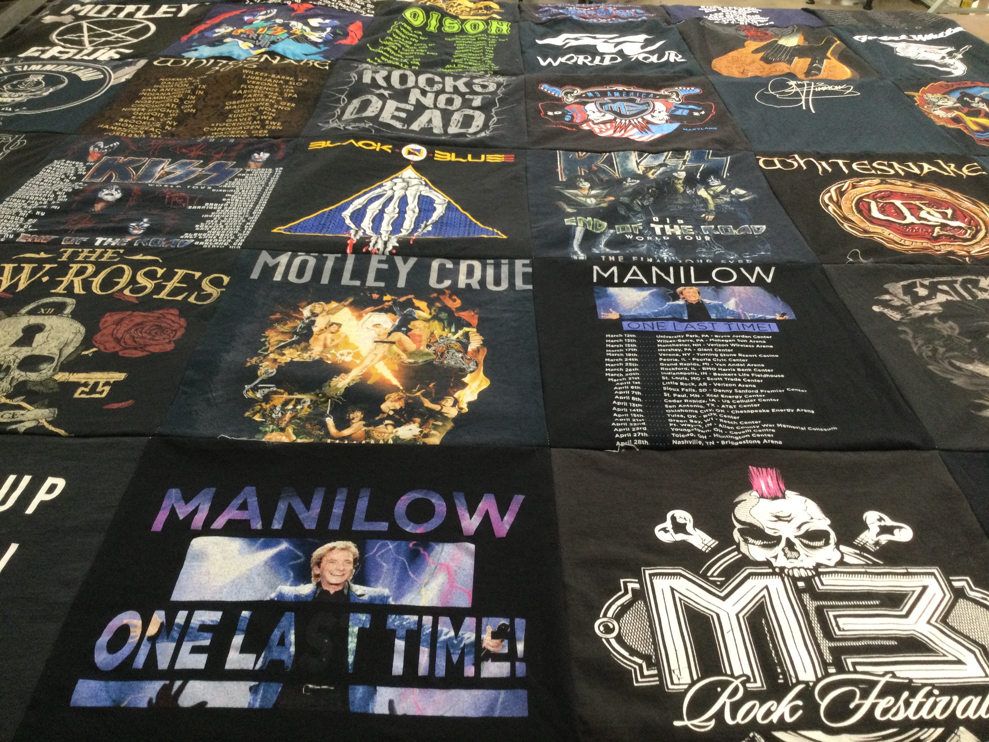 T-shirt quilt with music, rock themes by chris from PA
