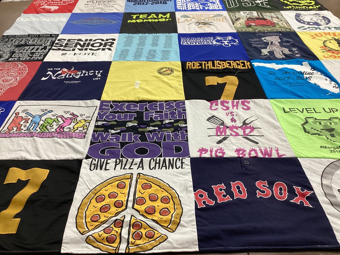 T-shirt quilt featuring red sox, cypress bay high school by Carrie  from FL