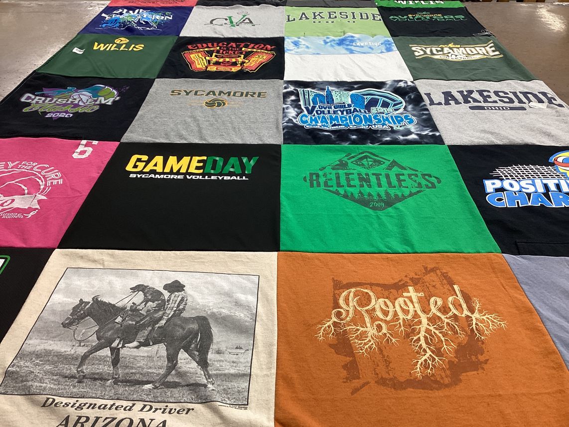 T-shirt quilt featuring sycamore volleyball by Arlene from OH