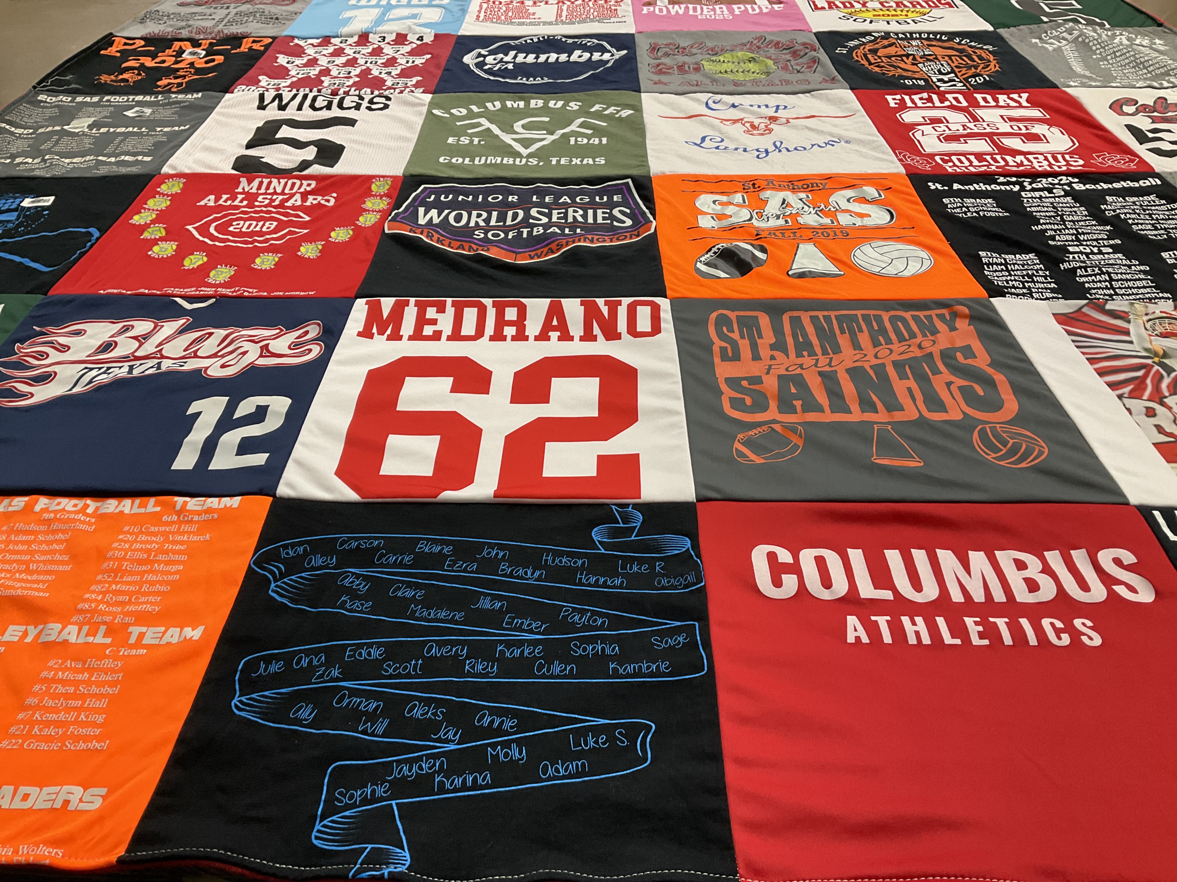 T-shirt quilt featuring columbus athletics by Carla from TX