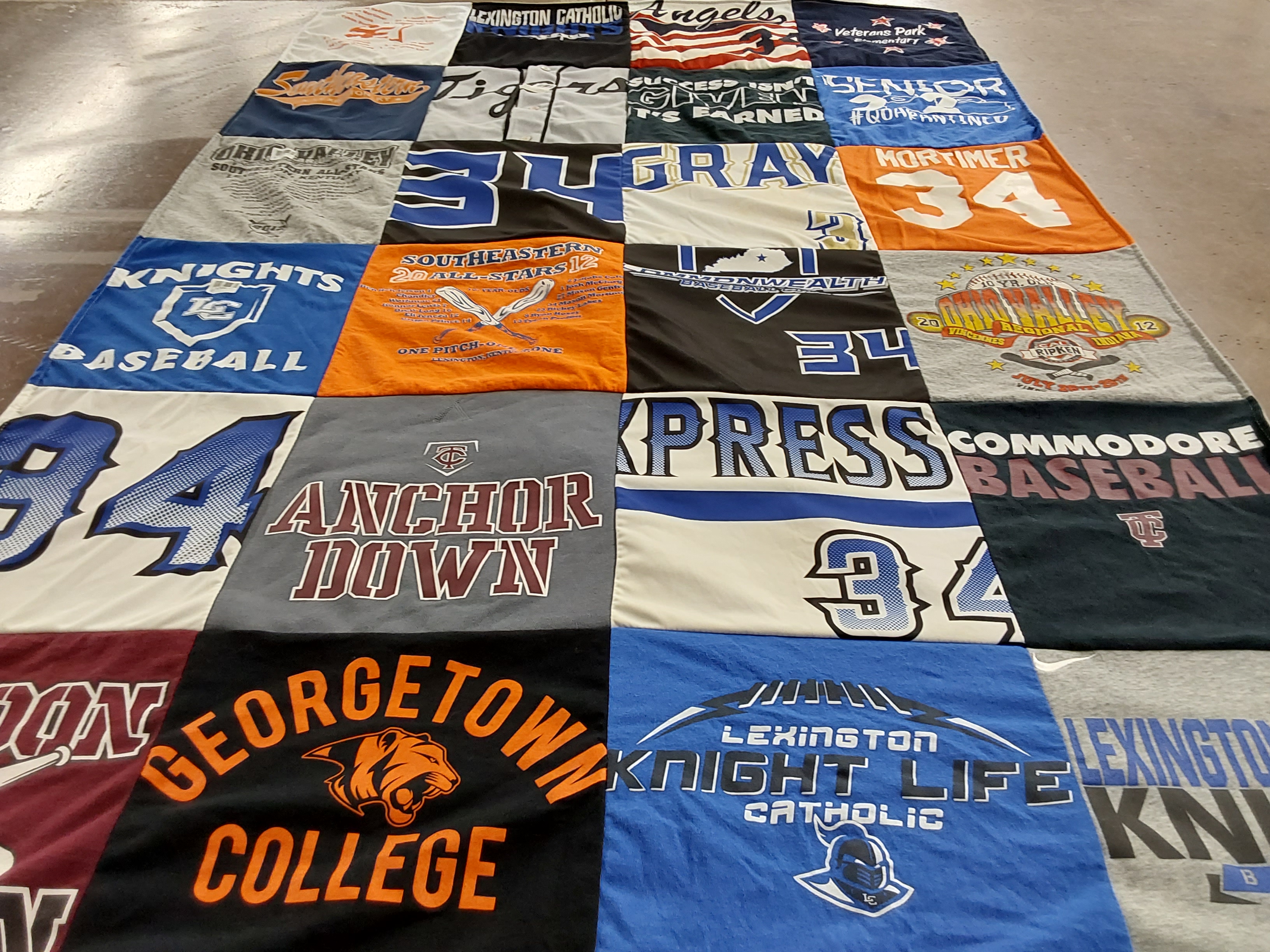 T-shirt quilt from georgetown college, lexington catholic by Shannon from KY