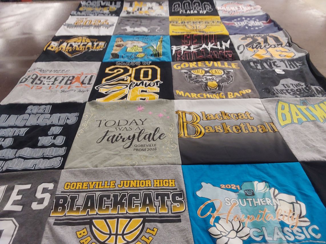 T-shirt quilt featuring goreville blackcats basketball by Sarah from IL