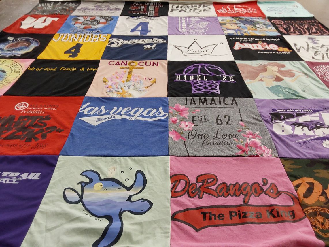 T-shirt quilt featuring basketball by Maribeth from WI
