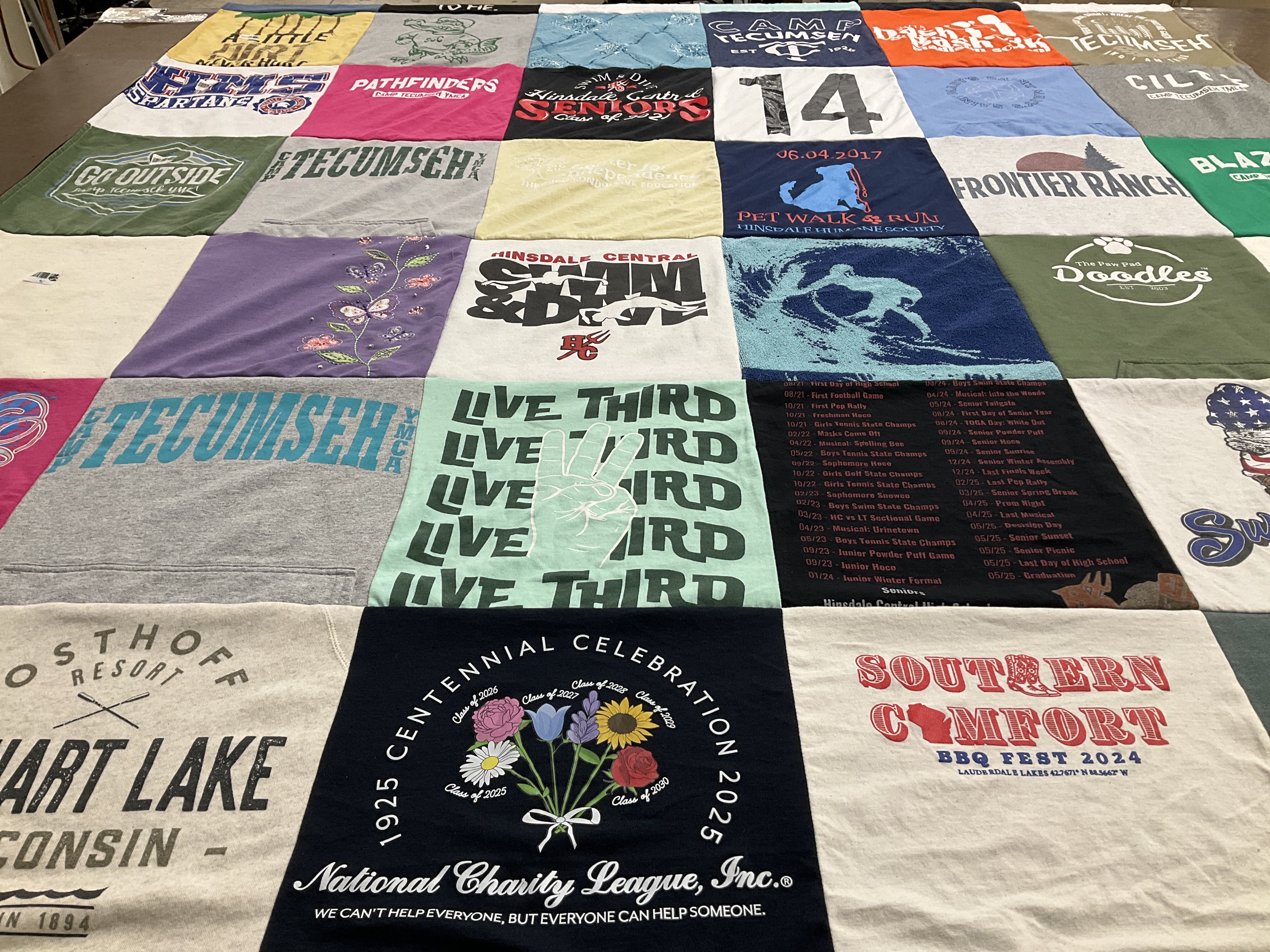 T-shirt quilt featuring hinsdale central football team by Sharon from IL