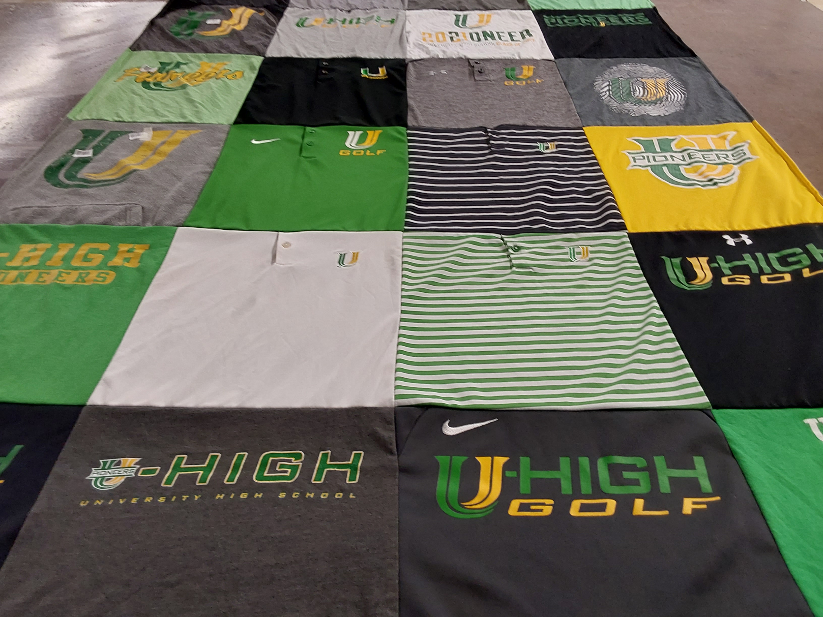 T-shirt quilt featuring university high school golf by Mary from IL