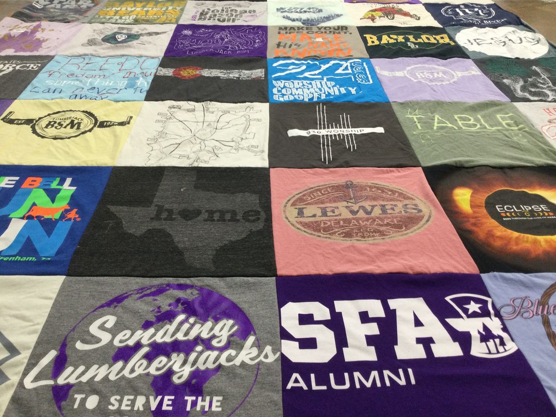 T-shirt quilt featuring stephen f. austin lumberjacks by Becky from TX