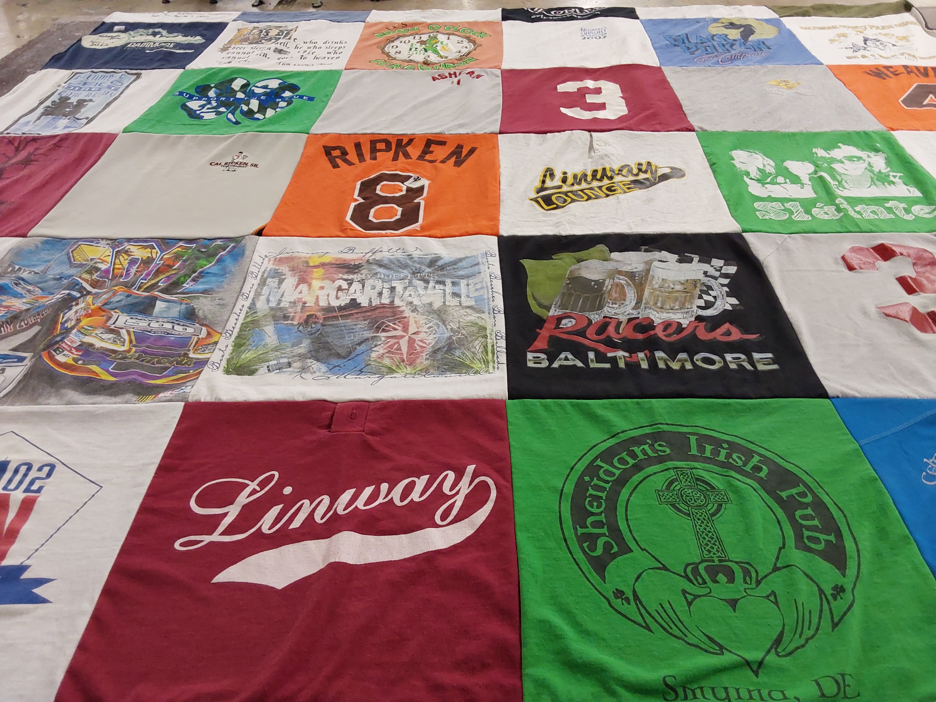 T-shirt quilt with nascar, pub culture themes by Erin from MD
