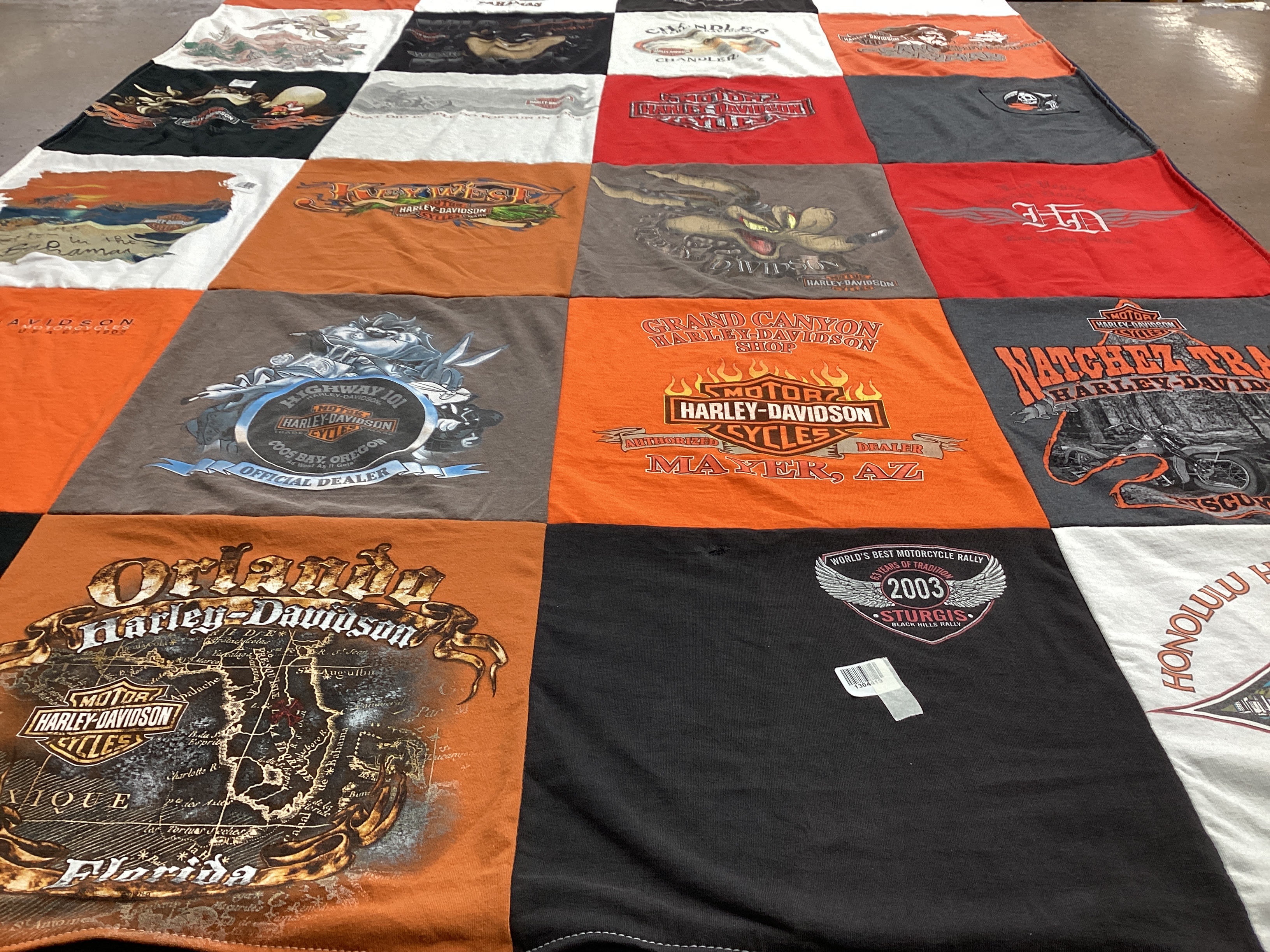 T-shirt quilt with motorcycles, biking themes by Kristi  from ID