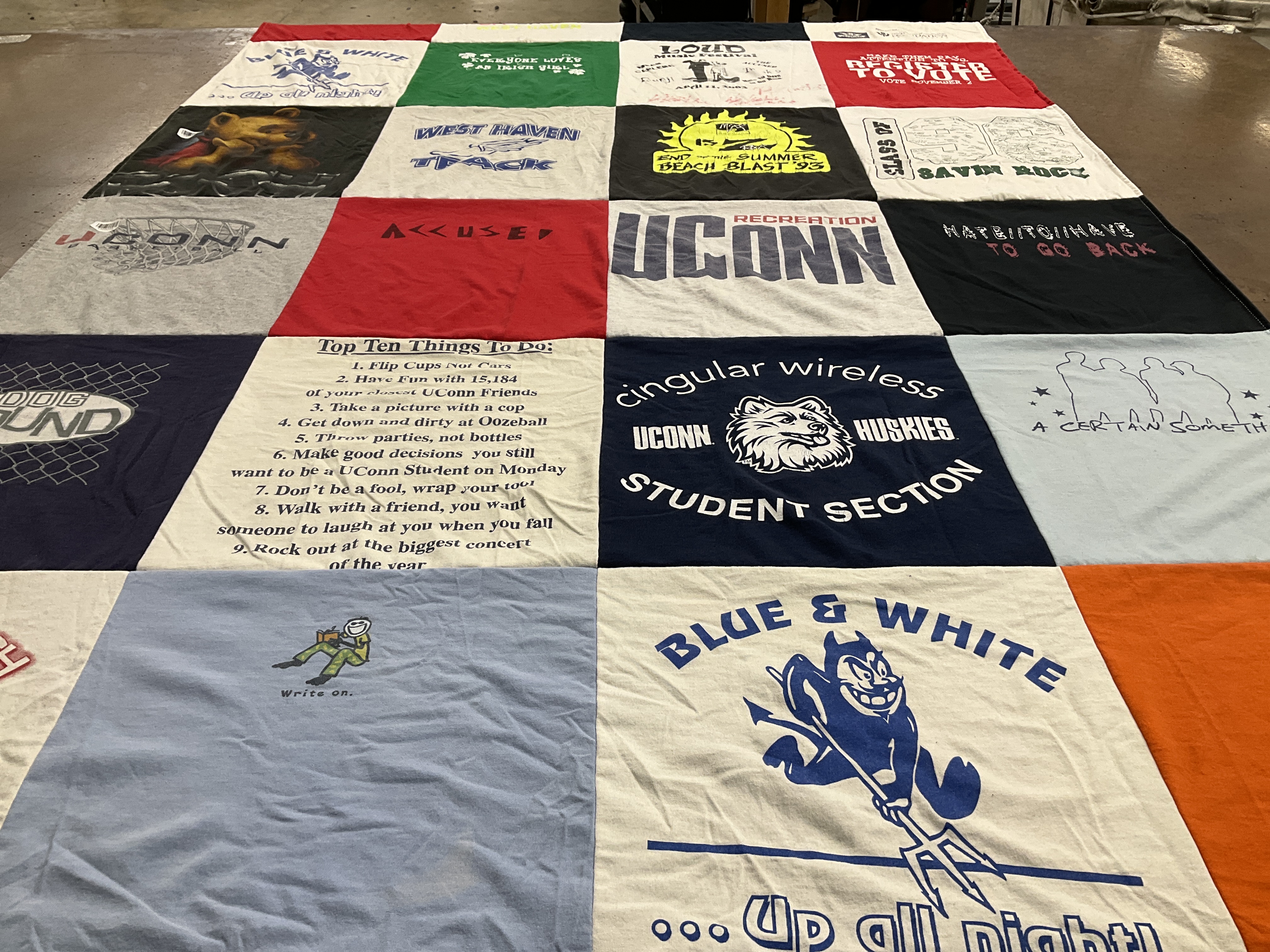 T-shirt quilt featuring uconn huskies by Sallie from CT