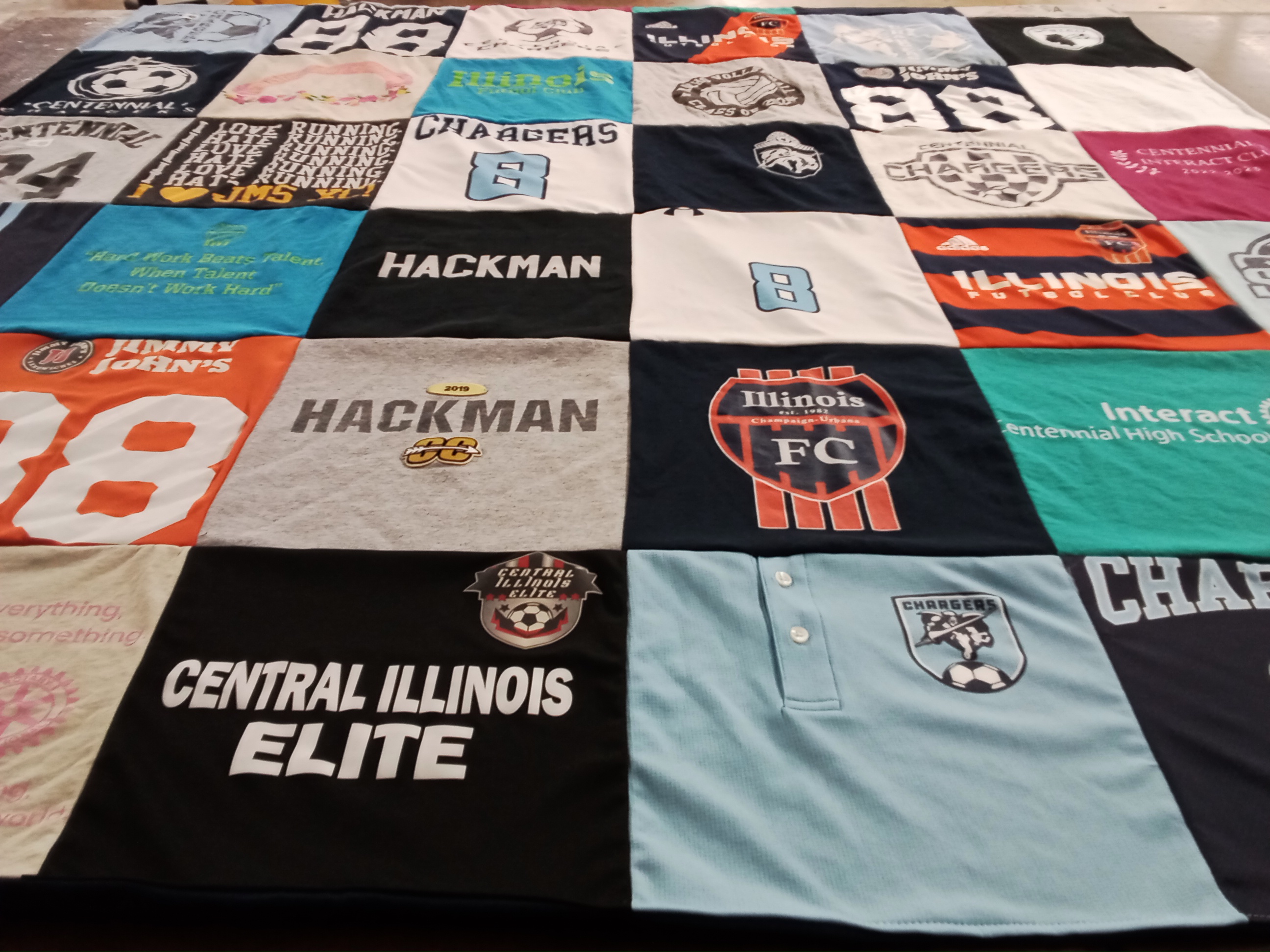 T-shirt quilt featuring central illinois elite soccer club, illinois fc by Jill from IL