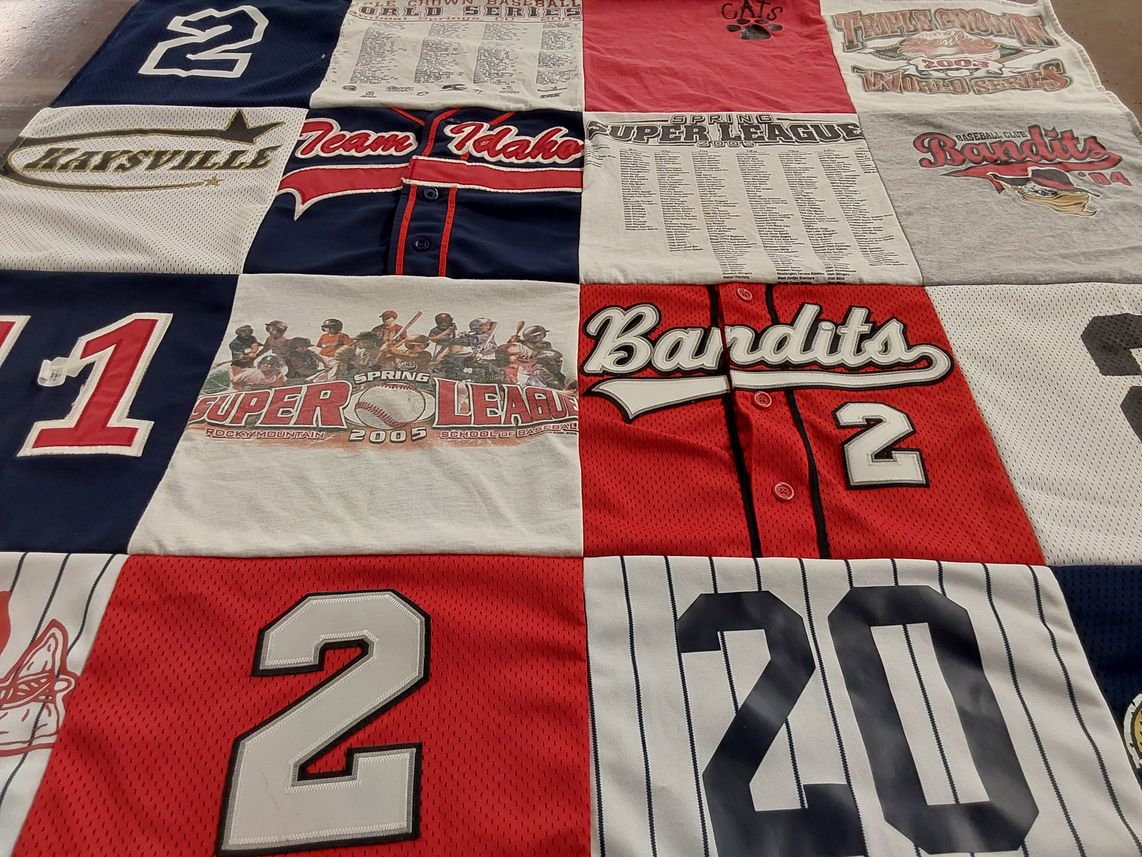 T-shirt quilt featuring bandits by Brooklyn from UT